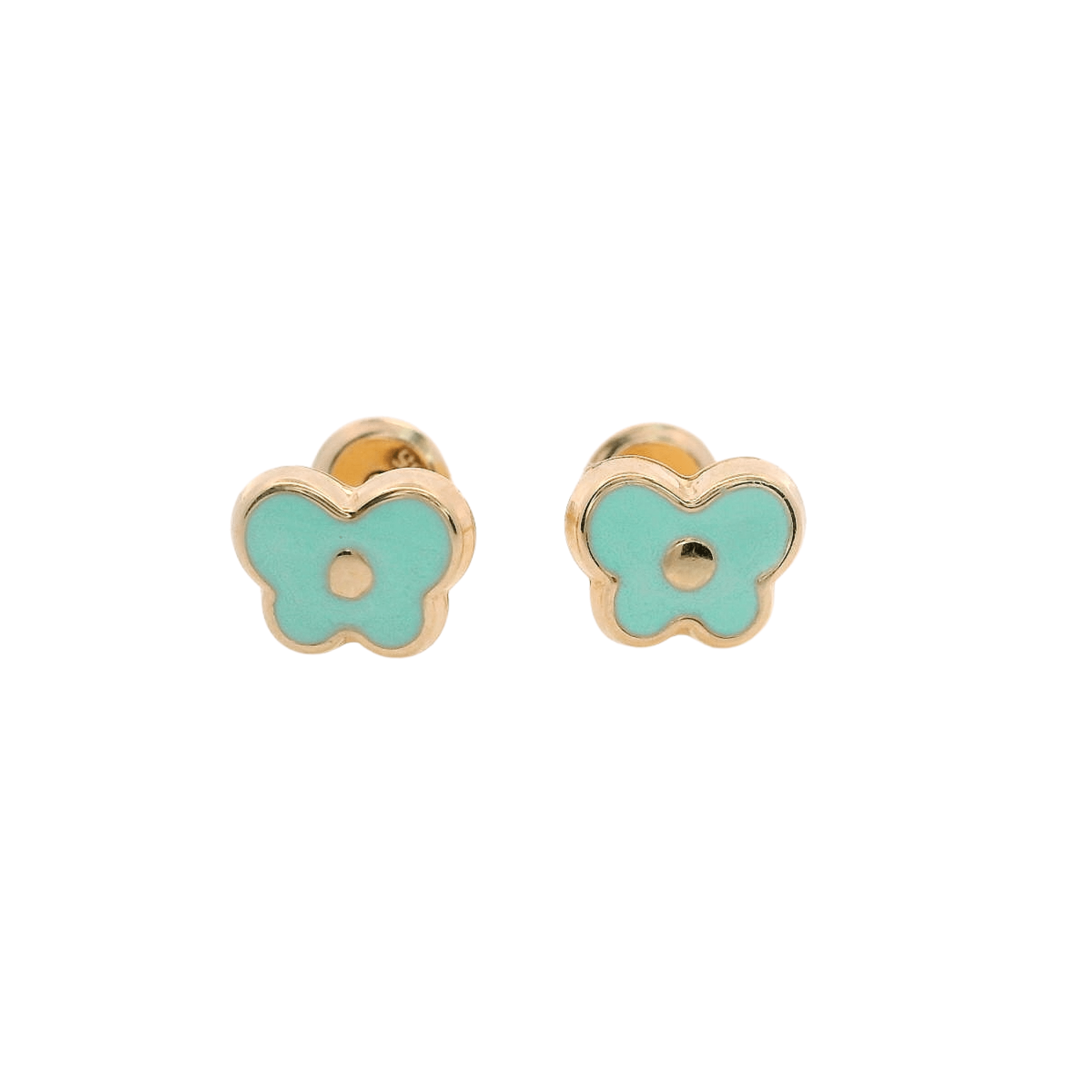 14KY MINI BUTTERFLY ENAMEL TURQUOISE EARRINGS - C'SANTOS