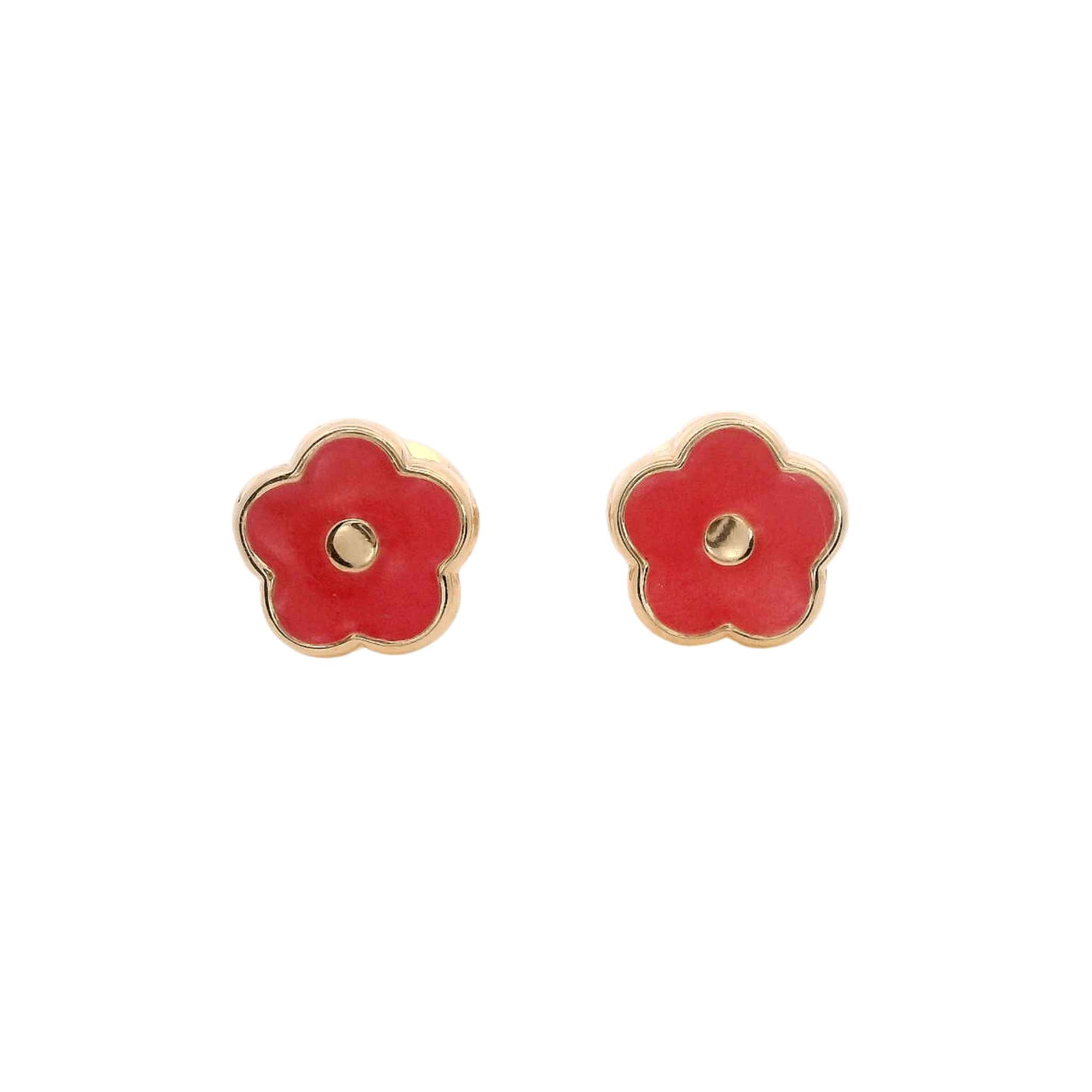 14KY MINI FLOWER ENAMEL PINK EARRINGS - C'SANTOS