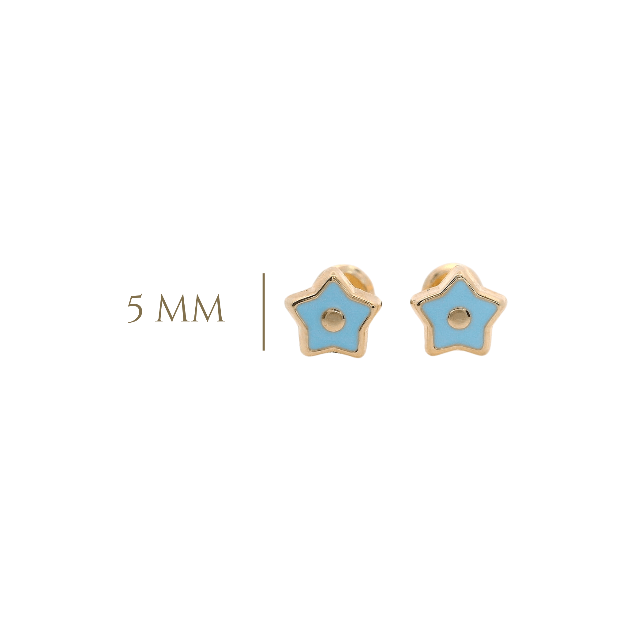 14KY MINI STAR ENAMEL SKY BLUE EARRINGS - C'SANTOS