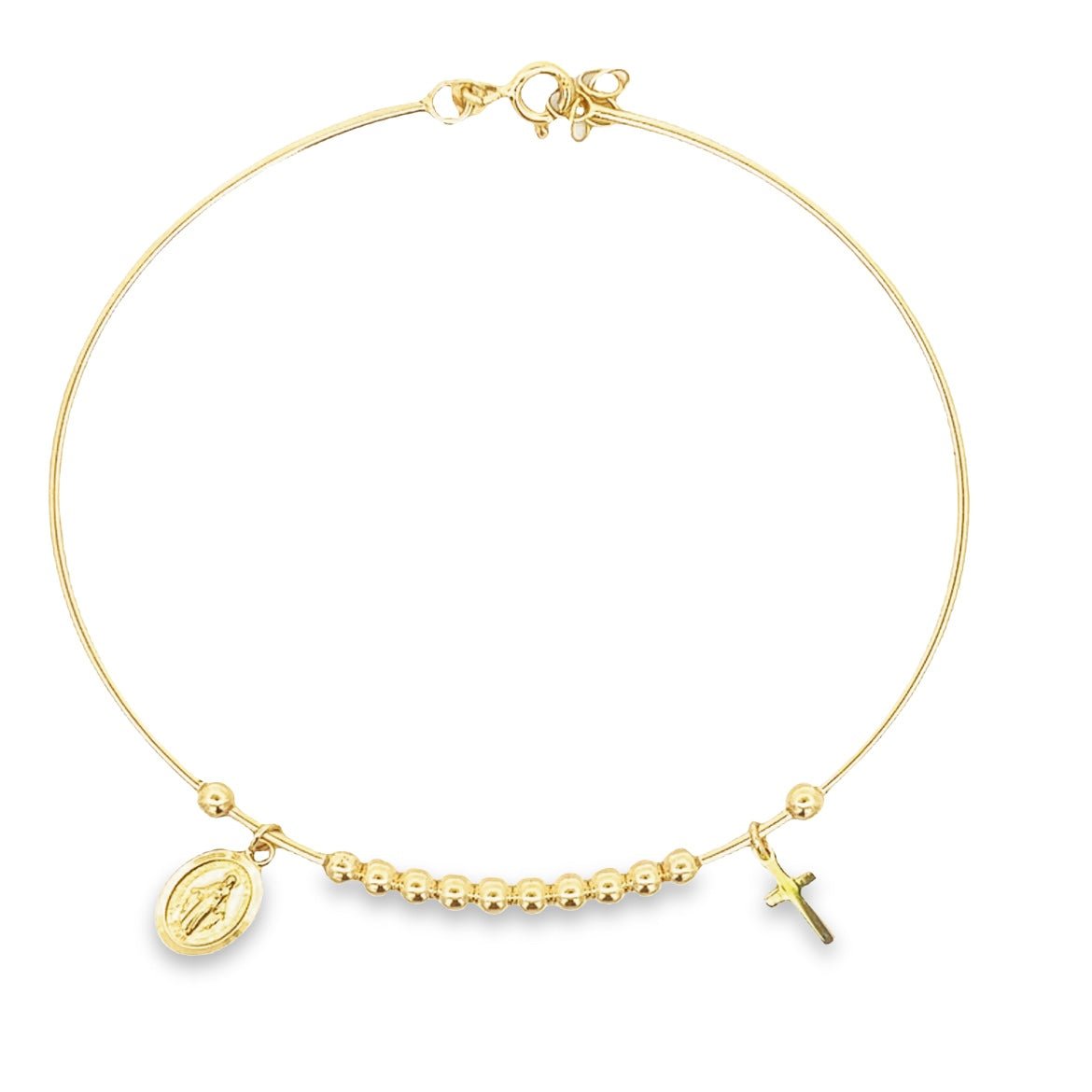 14KY PULSERA CHARMS CRUZ Y VIRGEN MILAGROSA - C'SANTOS