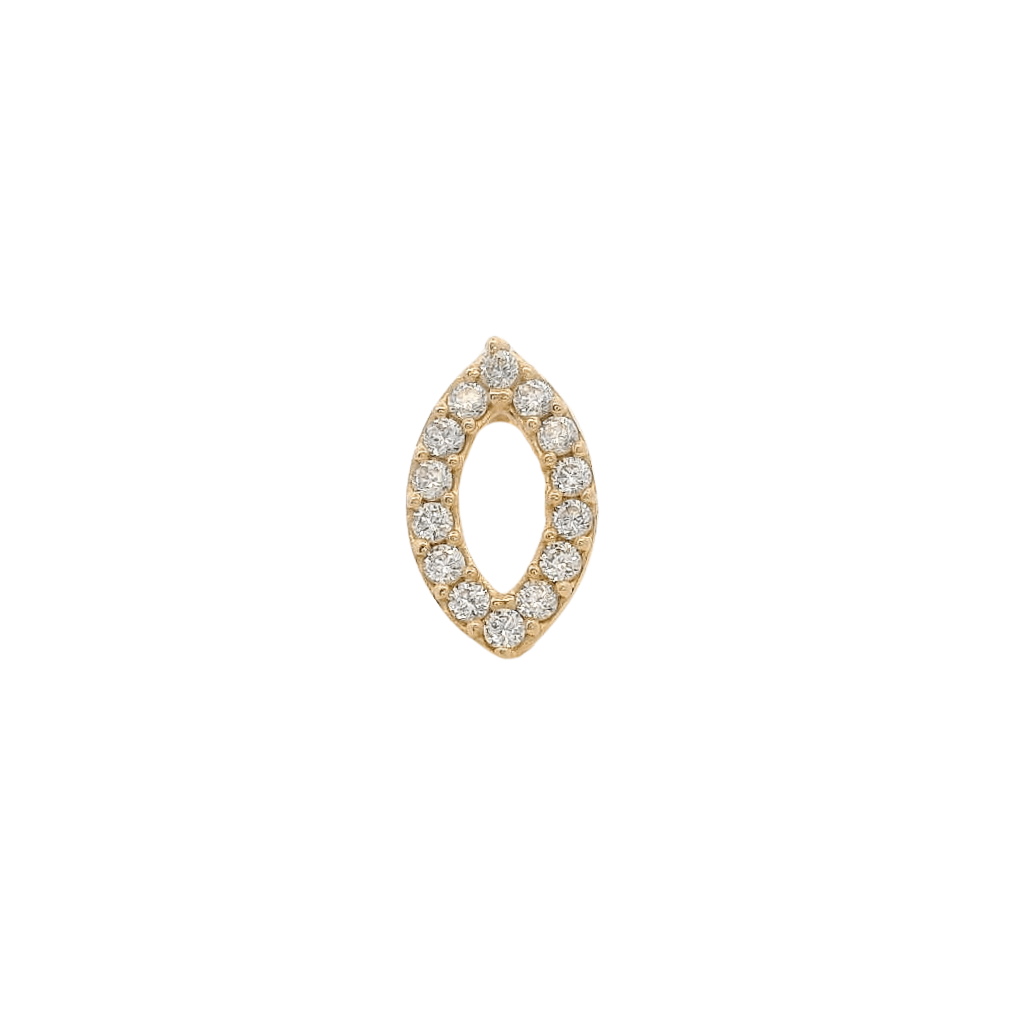 14KY SMALL MARQUESITE PAVE 7.5MM PIERCING - C'SANTOS