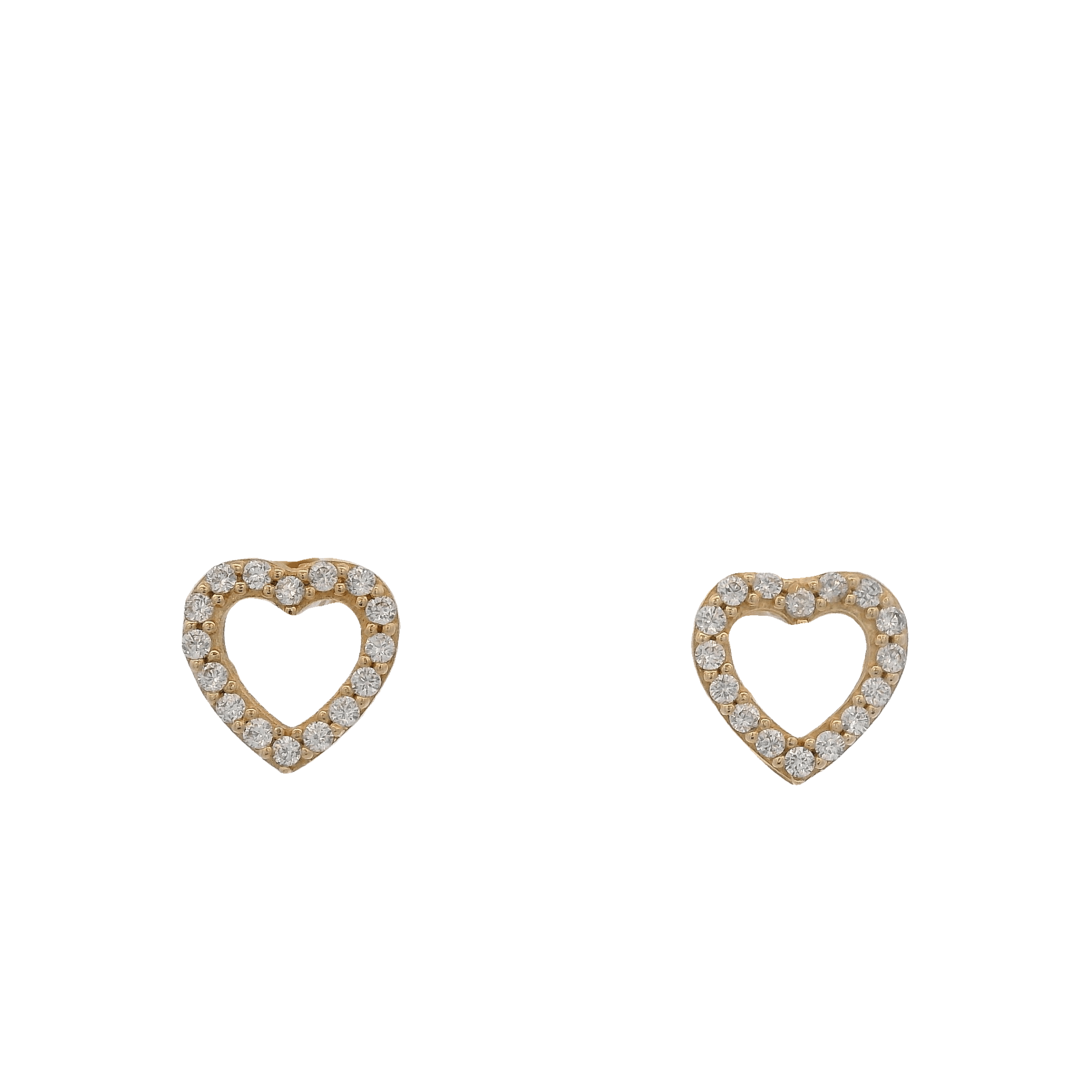14KY SMALL OUTLINE HEART PAVE EARRINGS - C'SANTOS