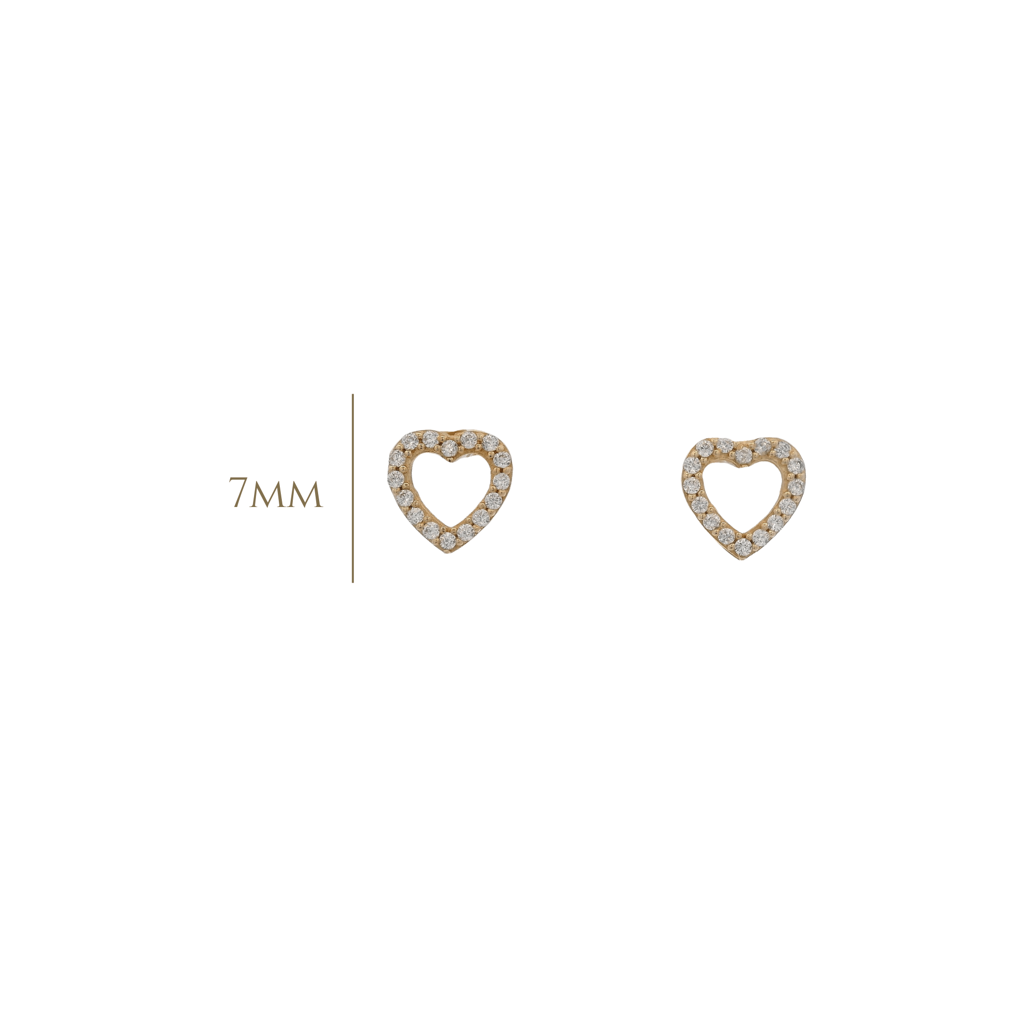 14KY SMALL OUTLINE HEART PAVE EARRINGS - C'SANTOS