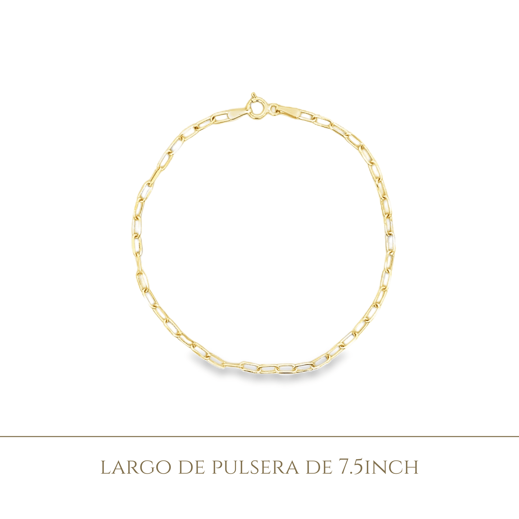 14KY SMALL PAPER CLIP 7.5 INCH BRACELET - C'SANTOS