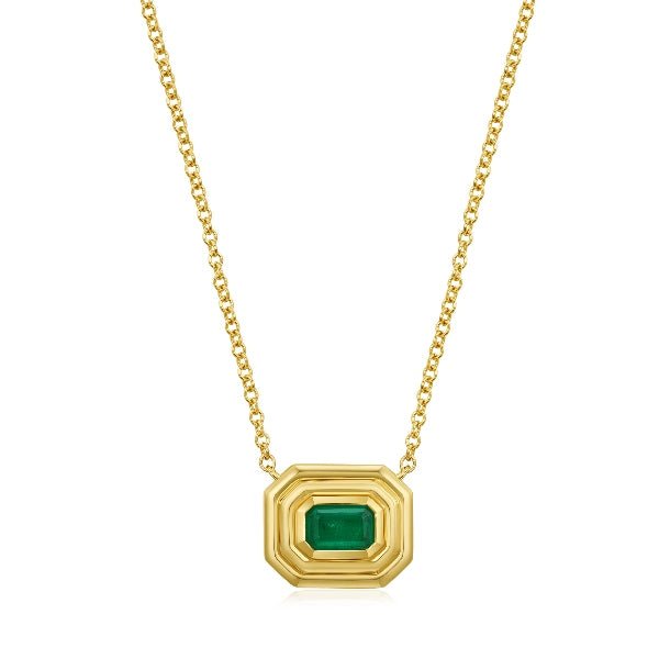 14KY SQUARE EMERALD NECKLACE EM0.61CT - C'SANTOS