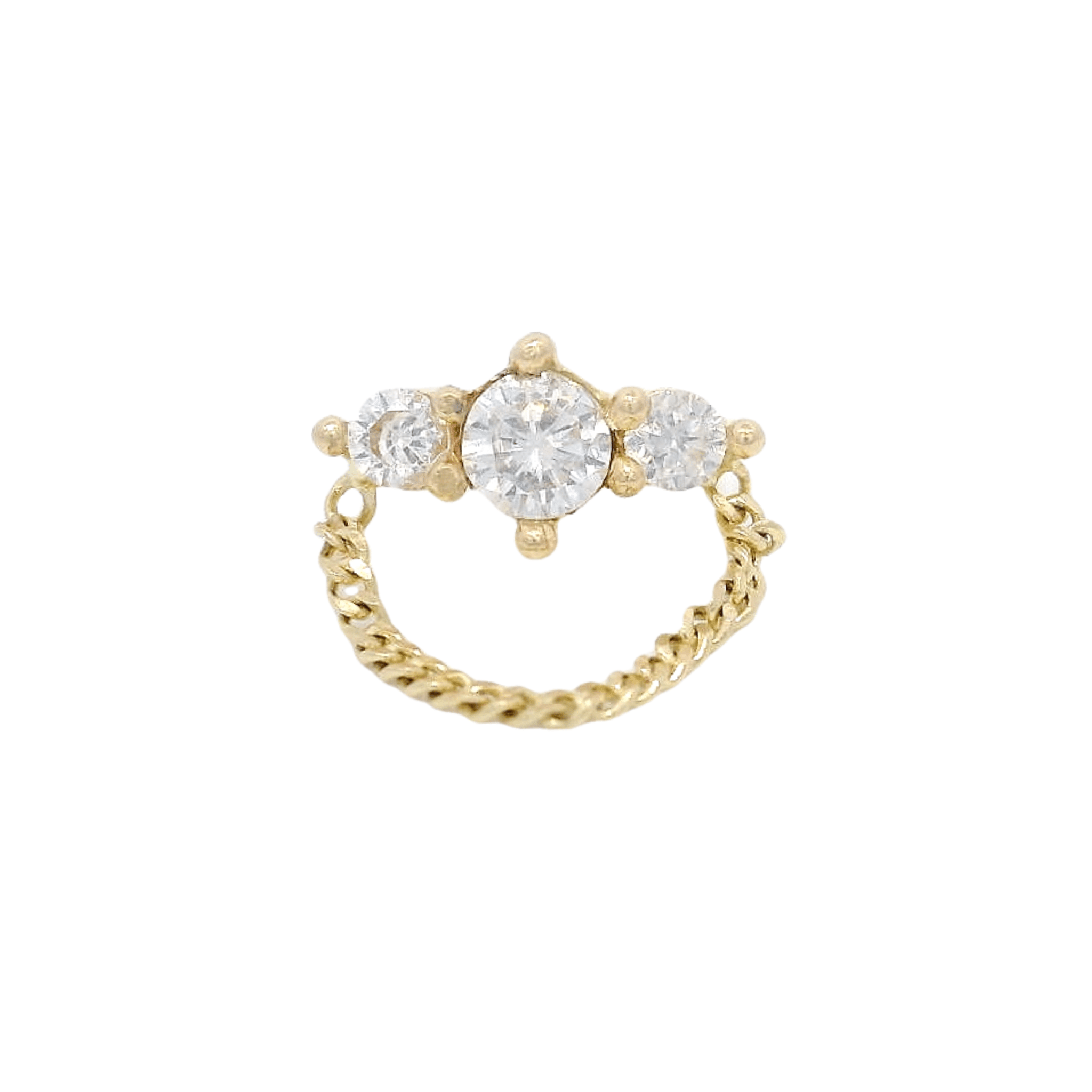 14KY THREE STONES WITH CHAIN PIERCING - C'SANTOS
