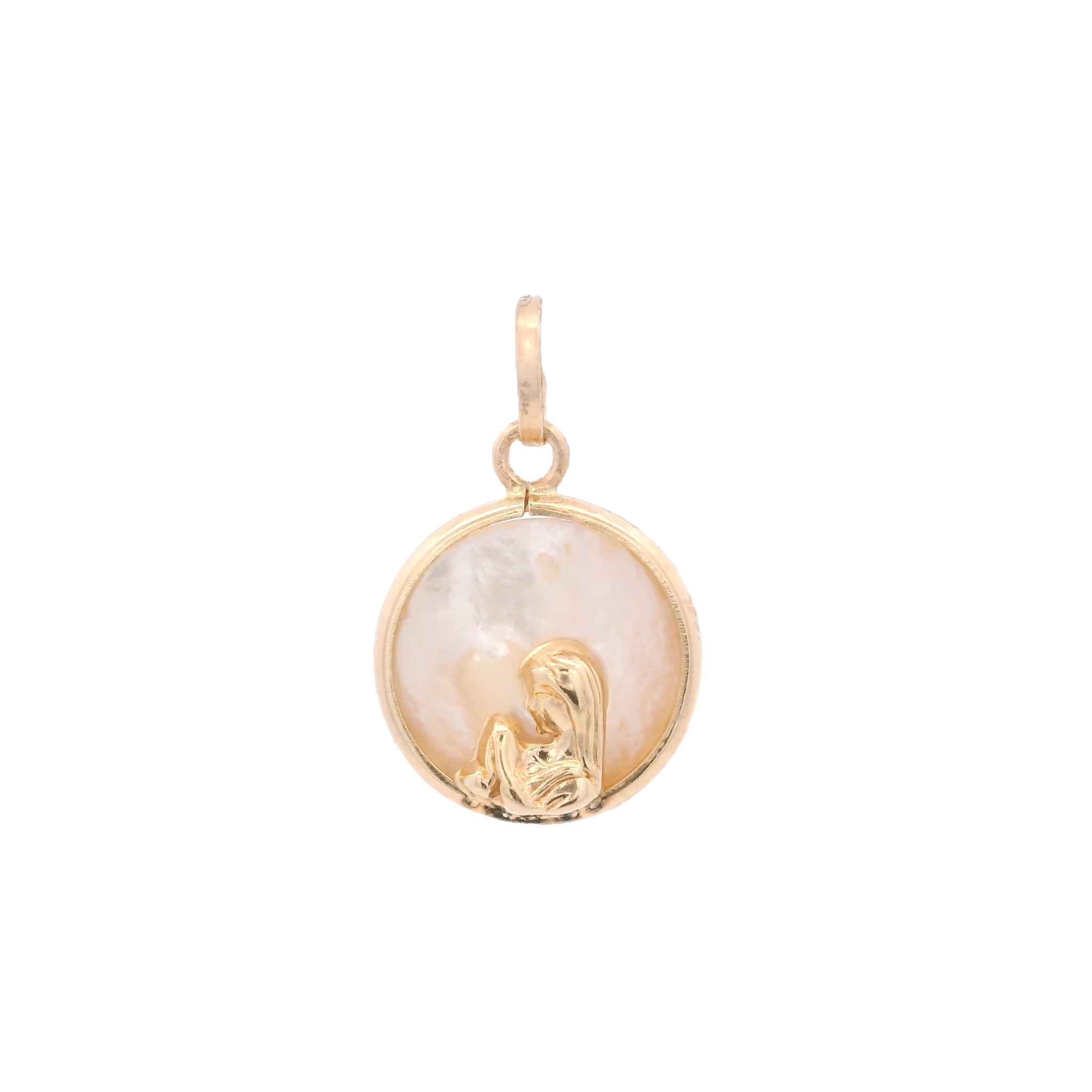 14KY VIRGIN NACAR SHELL 10MM MEDAL - C'SANTOS