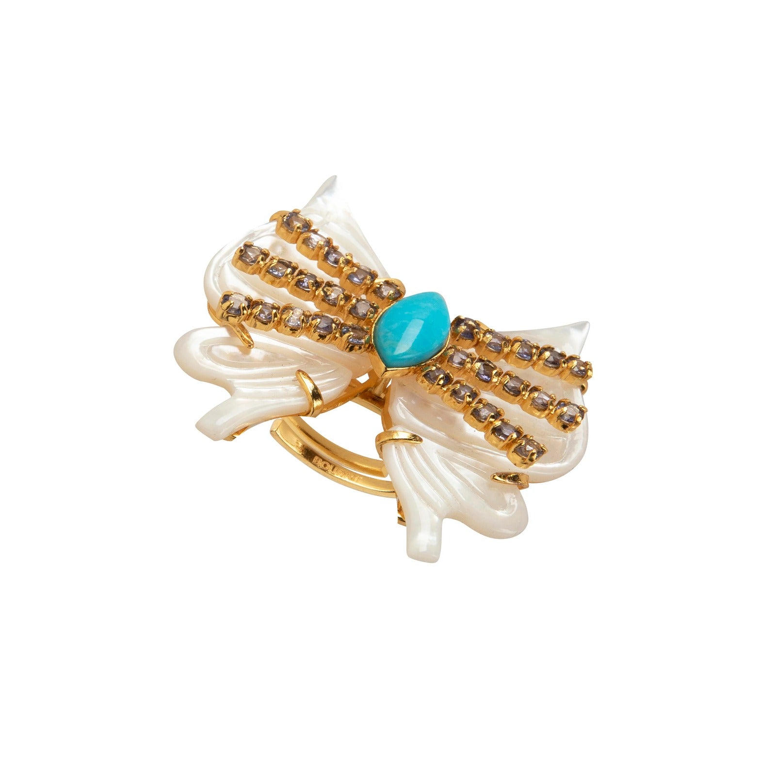 RING MOTHER OF PEARL TURQUOISE AND IOLITE