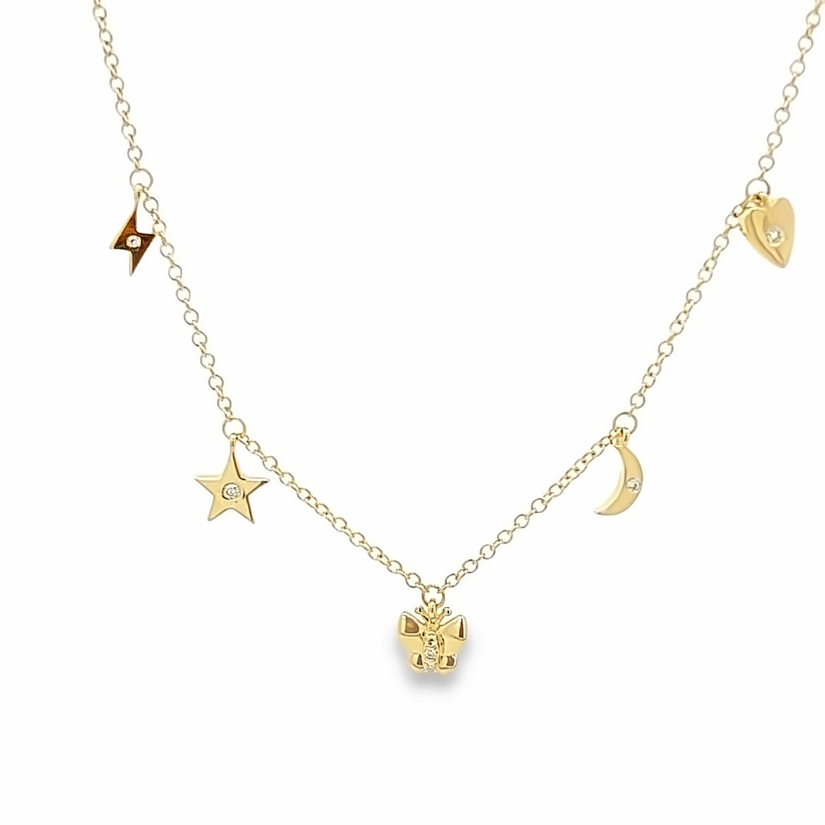 14K GOLD MULTI CHARMS NECKLACE