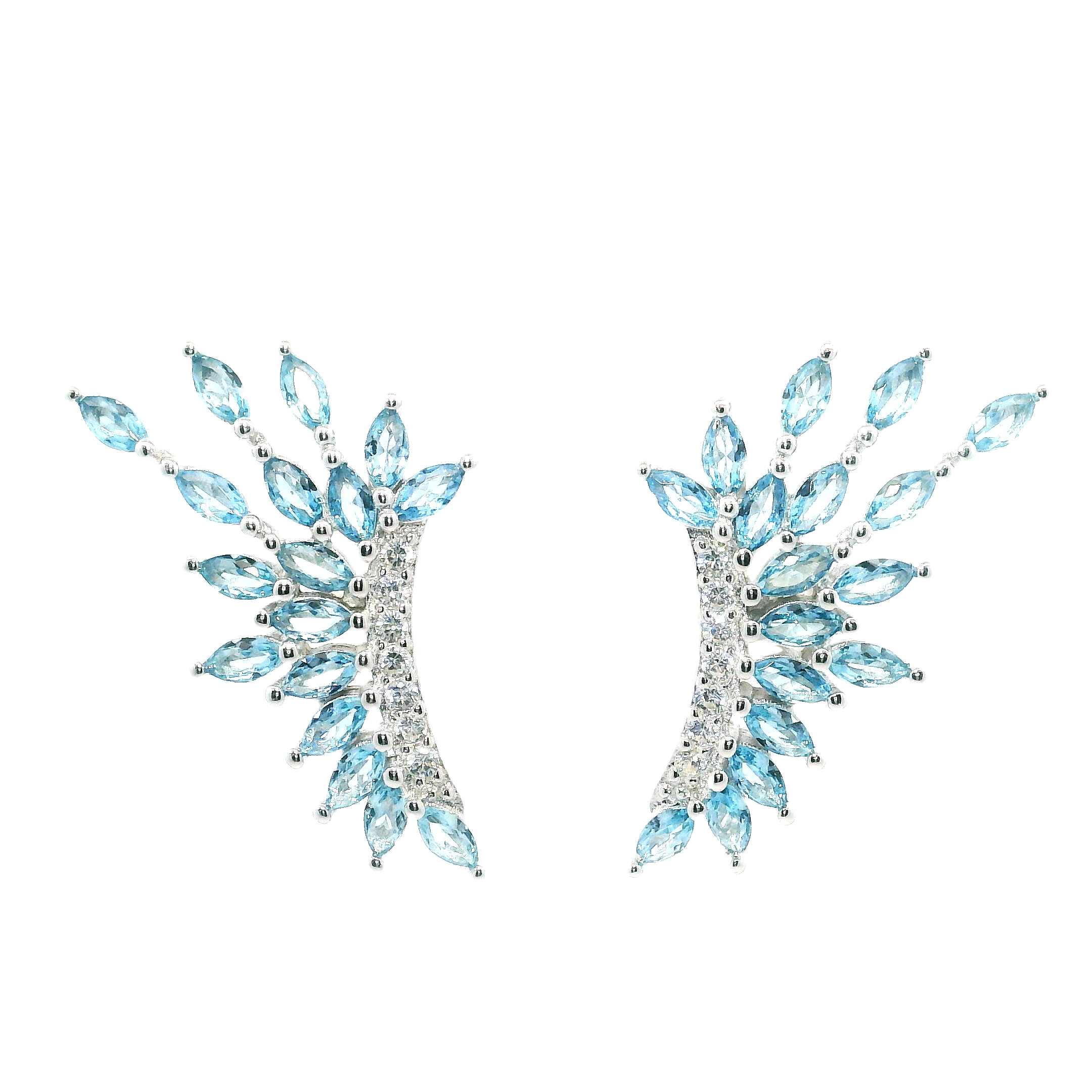 WINGS EARRINGS WITH CRYSTALS 925 SILVER PLATED