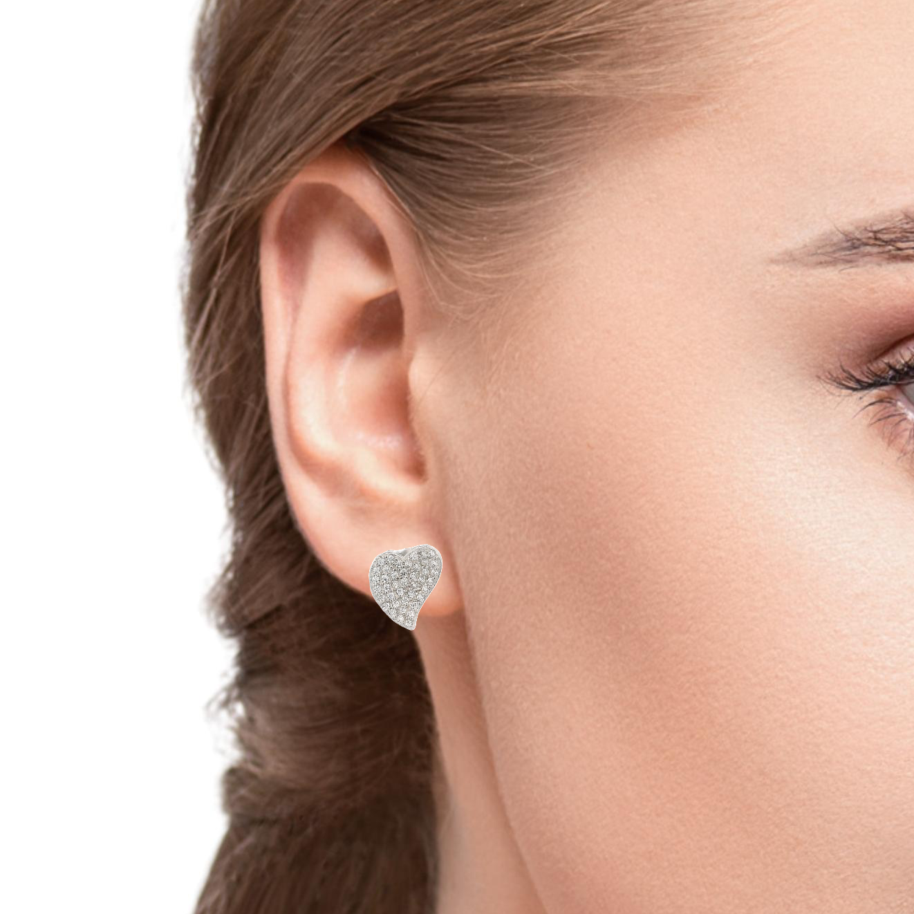 925SS CURV HEART PAVE CZ EARRINGS