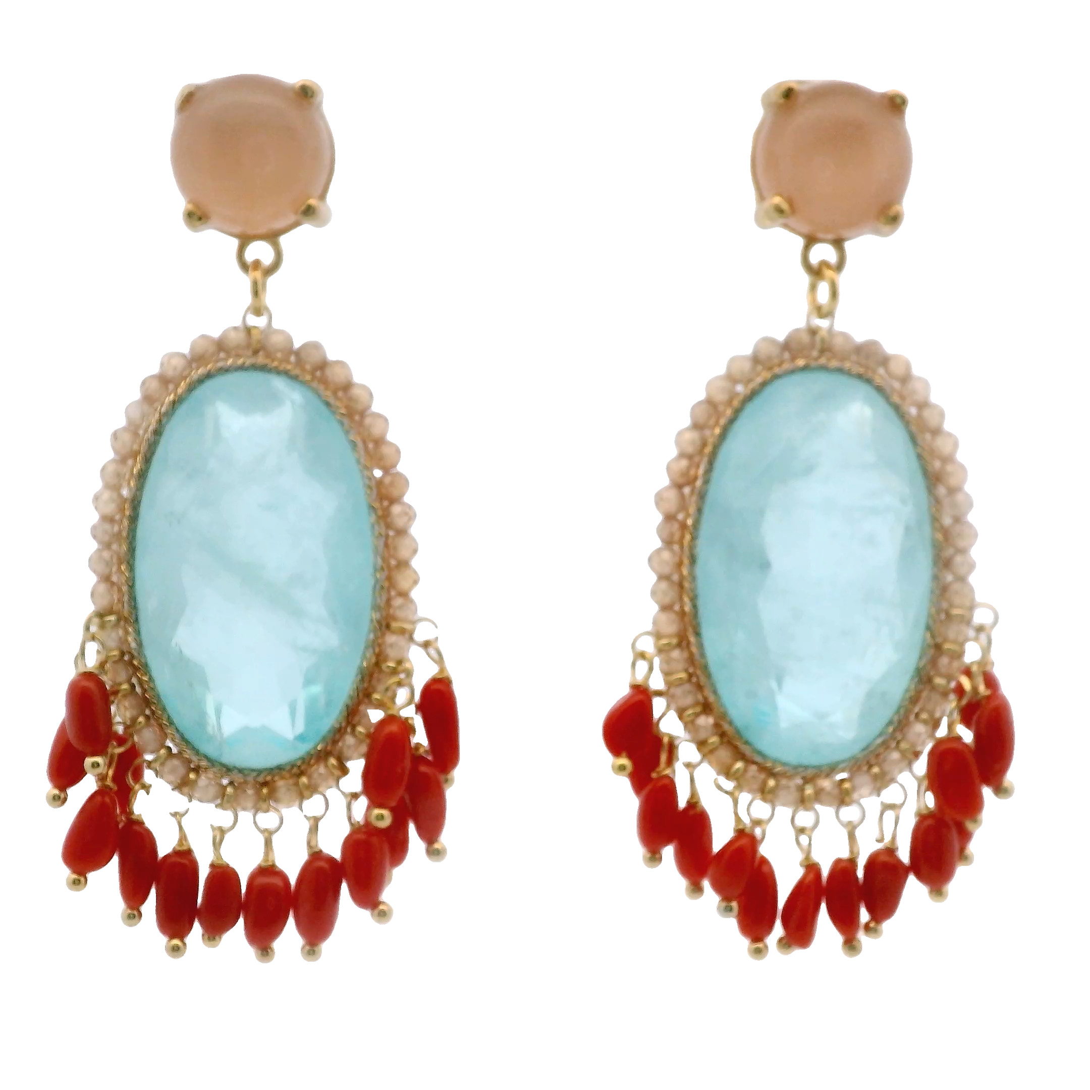 925GG DOPPIETTA AQUA MARINA CALLO EARRINGS