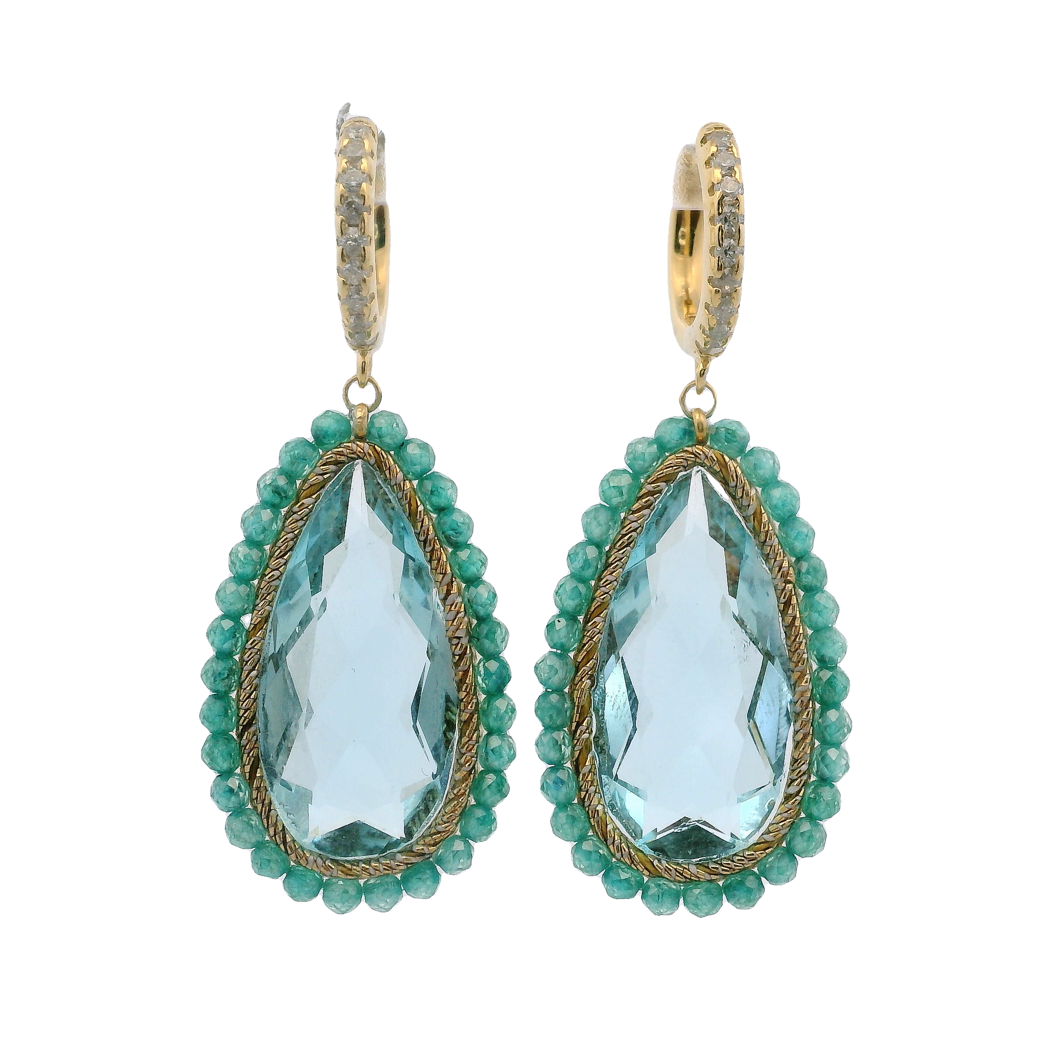 925GG FLAT GOCCIA AQUA MARINA ZIRC EARRINGS