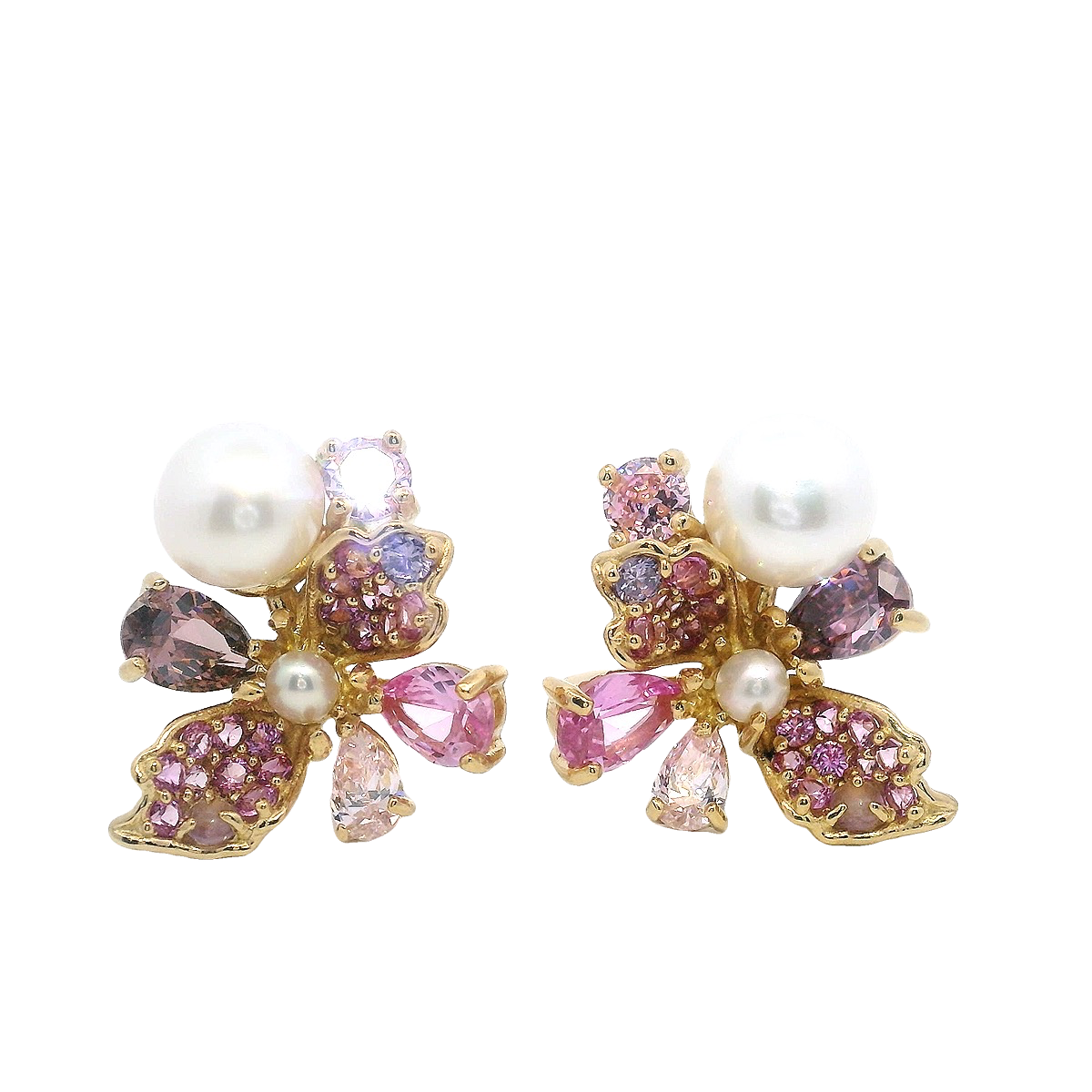 925RG FLOWER PINK AND PEARL EARRINGS