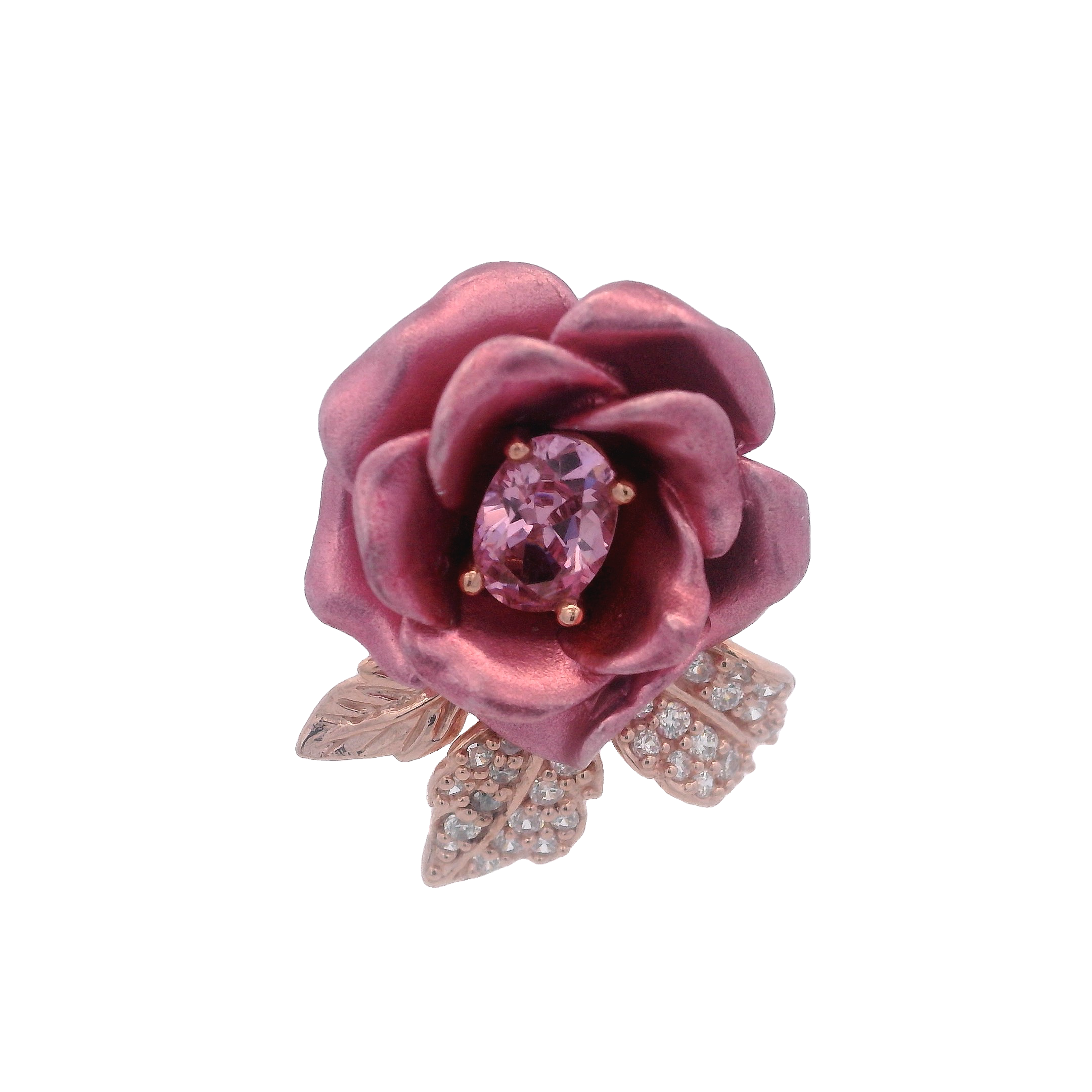 925RG BIG FLOWER PINK CENTER CZ PINK PENDANT