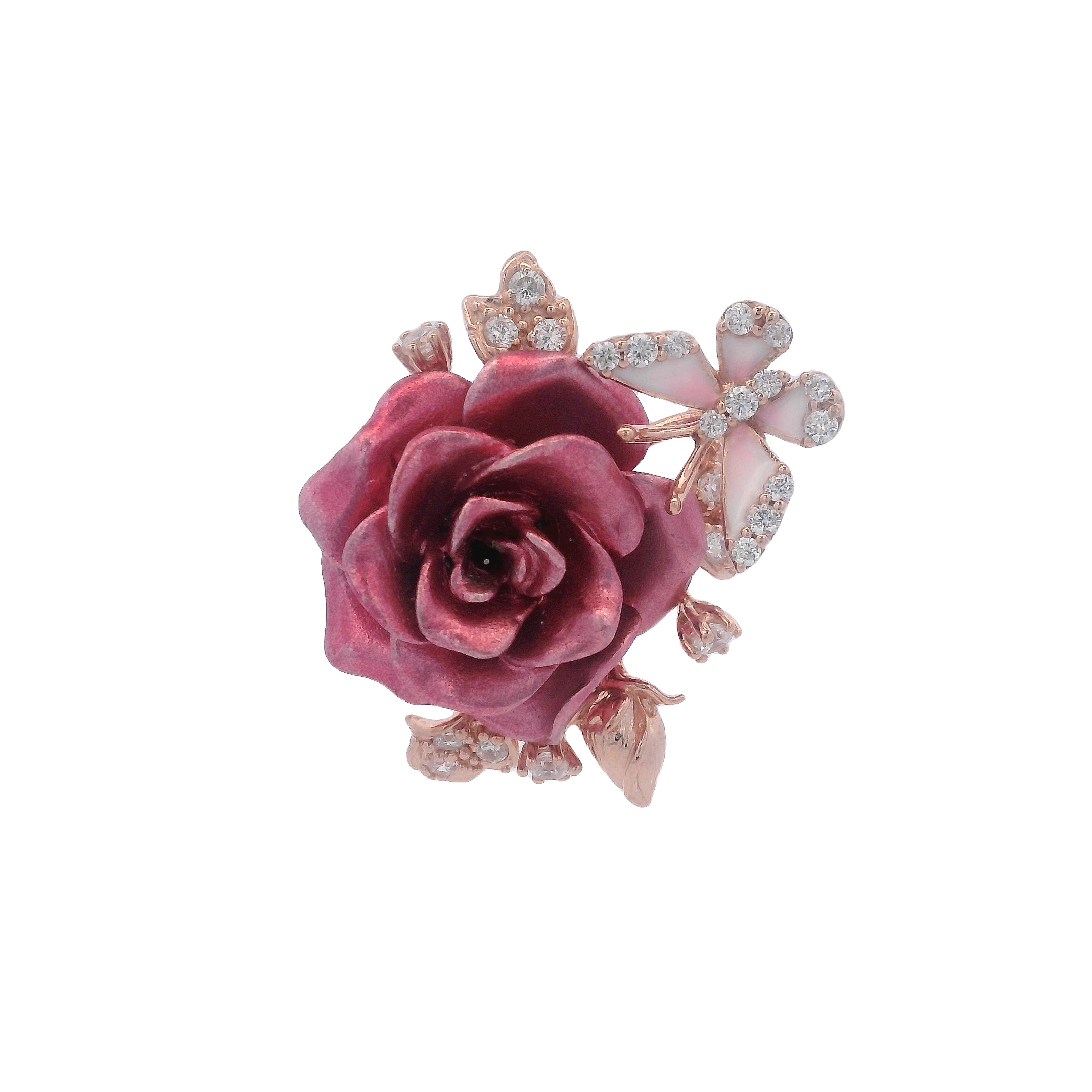 925RG BIG FLOWER PINK AND BUTTERFLY PENDANT