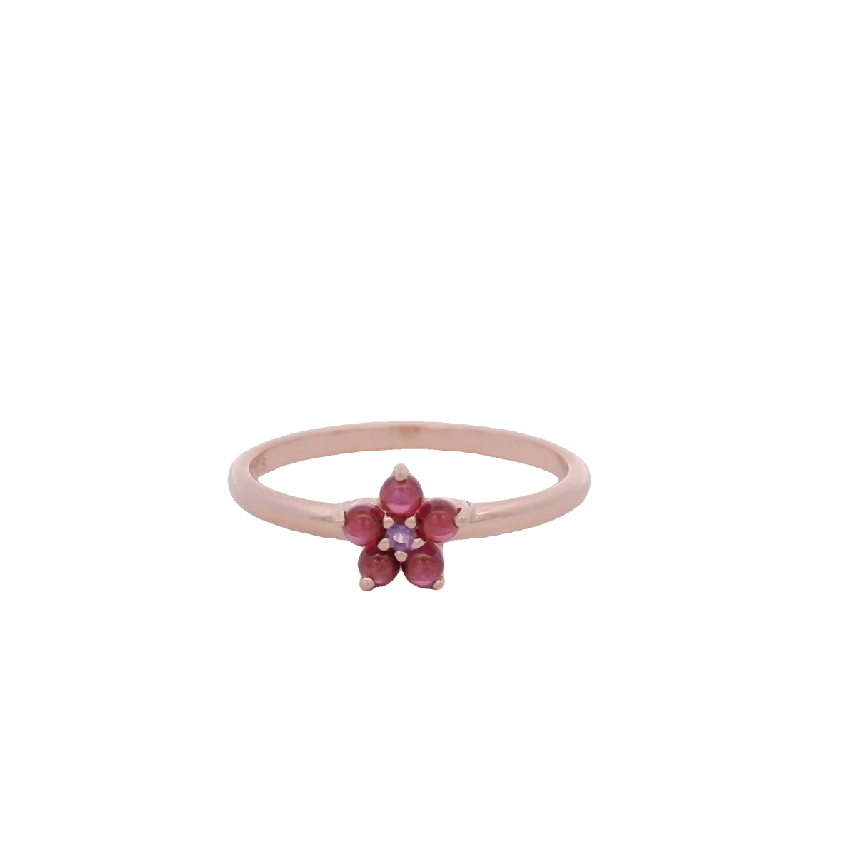 925RG FLOWER 6MM GARNET CENTER AMETHYST RING T6.5