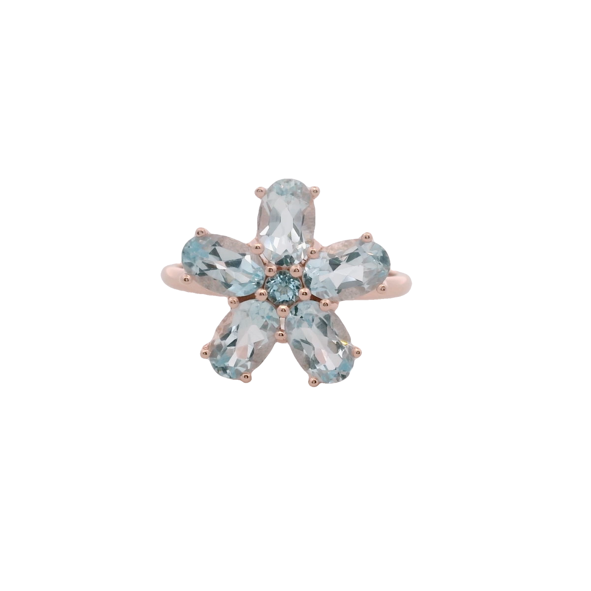 925RG FLOWER 14MM TOPAZ SKY BLUE CENTER TOPAZ BLUE RING T6.5