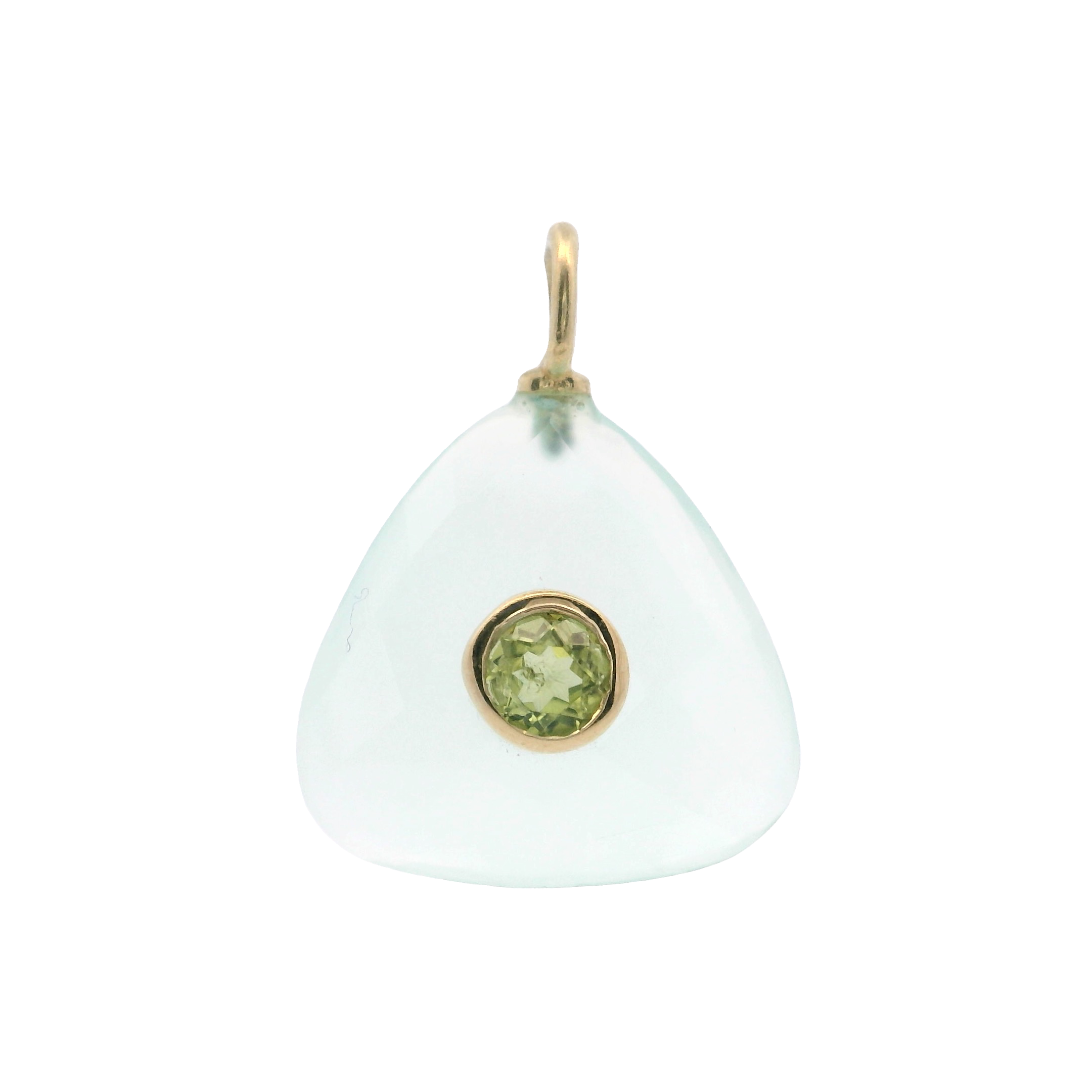 925YG TRIANGLE CHALCEDONY CENTER PERIDOT CHARM