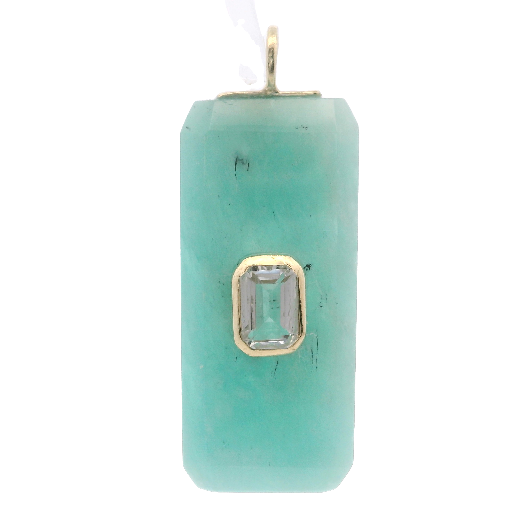 925YG BAGUETTE AMAZONITE CENTER TOPAZ WHITE CHARM