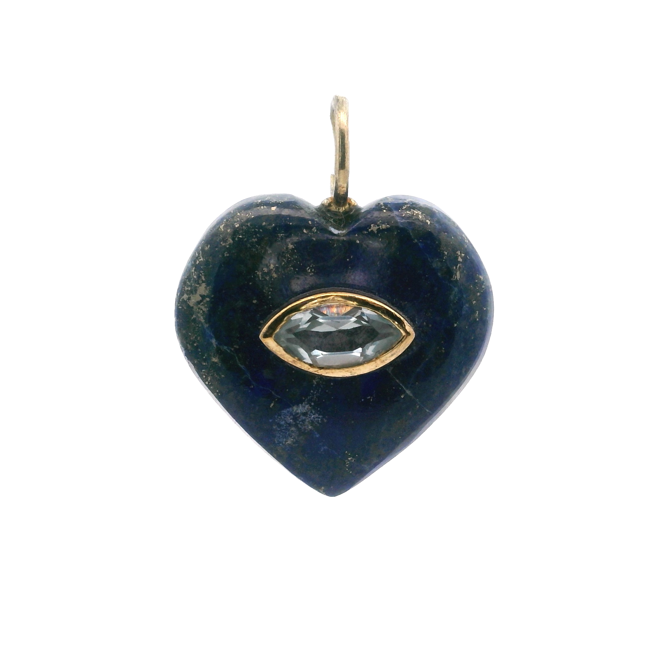925YG HEART LAPIS LAZULI CENTER AQUAMARINE CHARM
