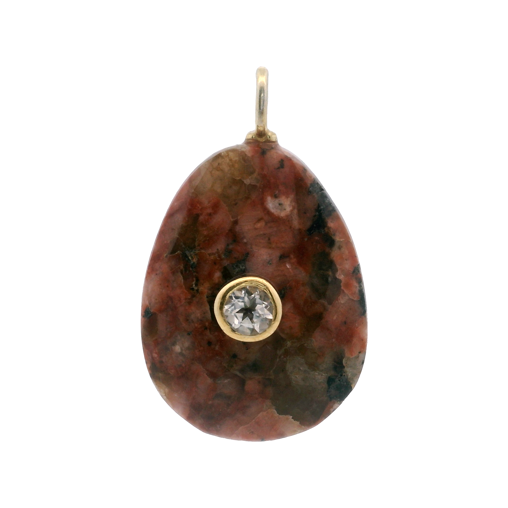 925YG DROP RHODOCHROSITE CENTER TOPAZ WHITE CHARM