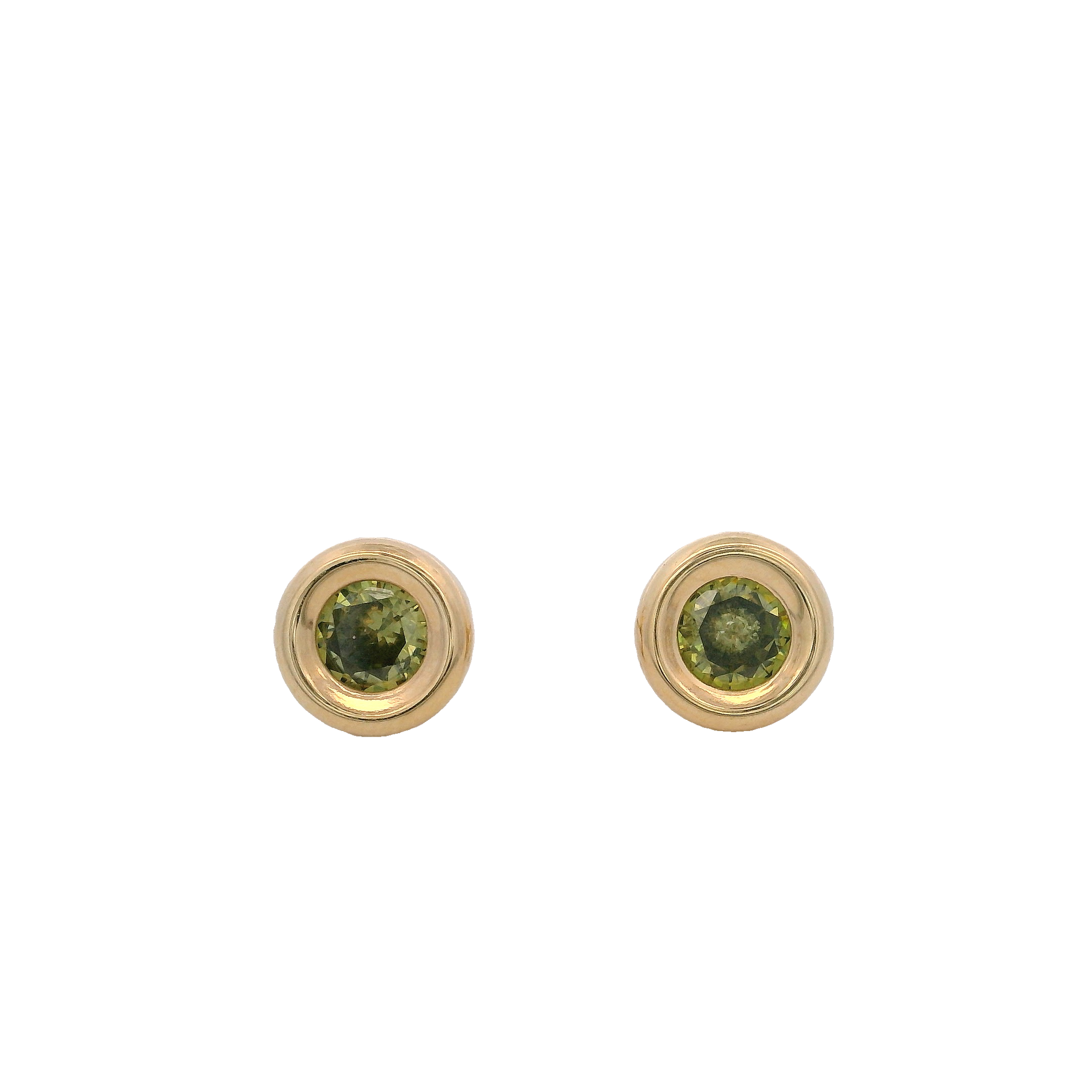 14KY BEZEL AGOSTO CZ PERIDOT EARRINGS