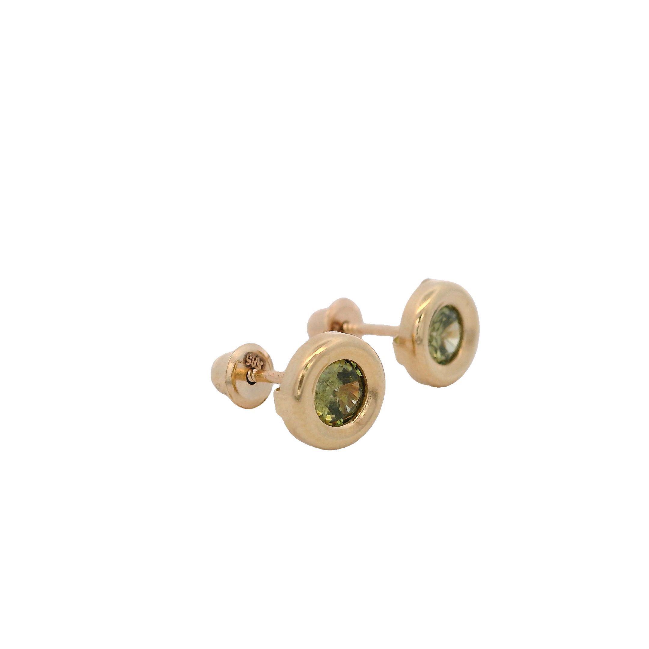 14KY BEZEL AGOSTO CZ PERIDOT EARRINGS