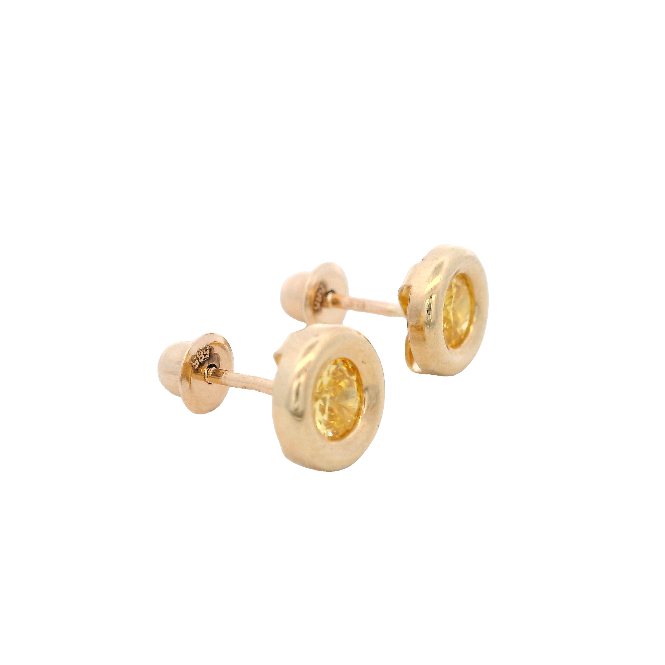 14KY BEZEL NOVIEMBRE CZ CITRINA EARRINGS