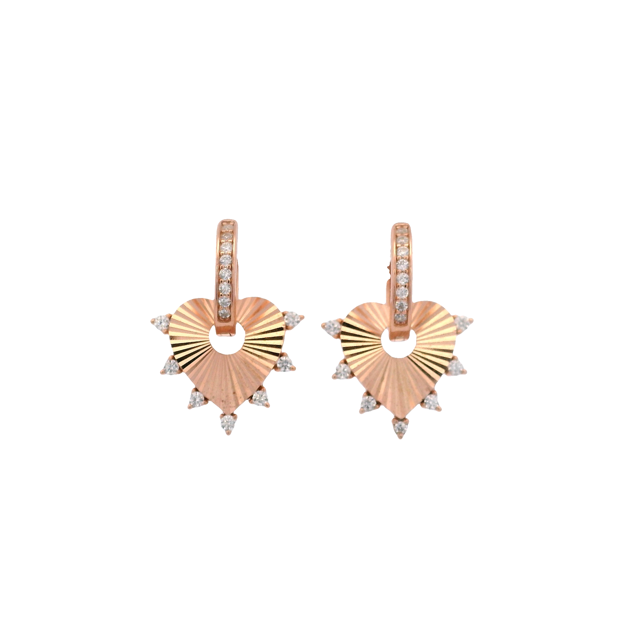 925RG HEART TEXTURE WITH CZ AROUND EARRINGS