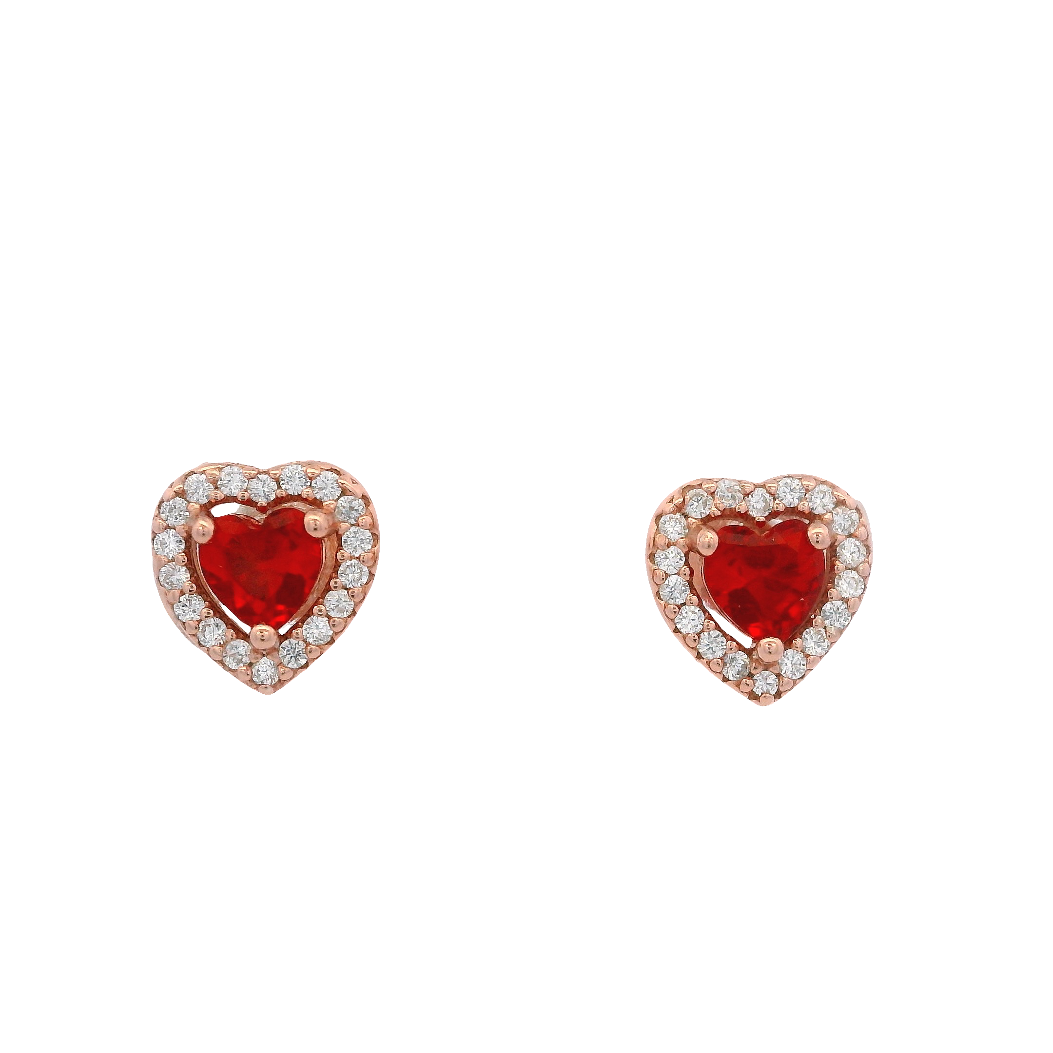 925RG OUTLINE HEART STUD CZ RED EARRINGS