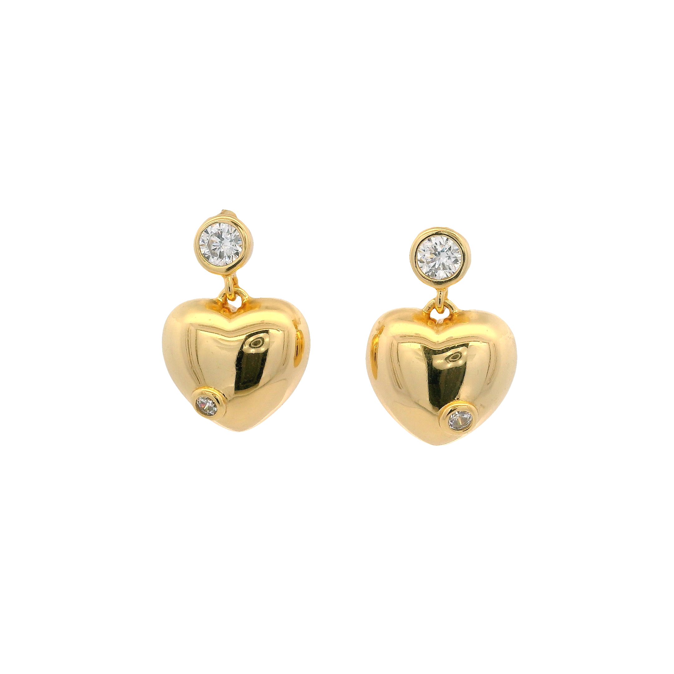 925YG BEZEL WITH HEART SMOOTH EARRINGS