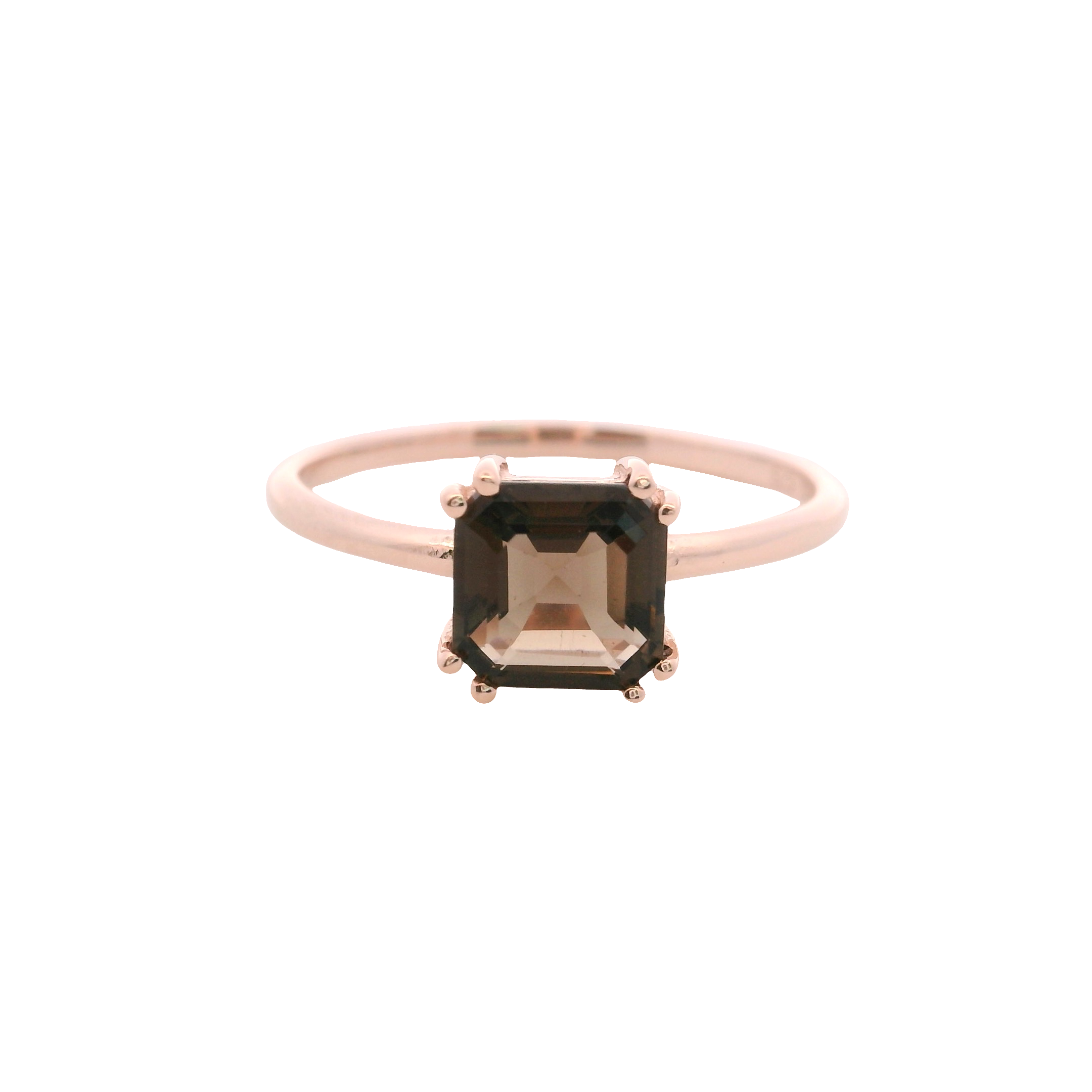 925RG SOLITARY CUSHION SMOKY QUARTZ 7MM RING T6.5
