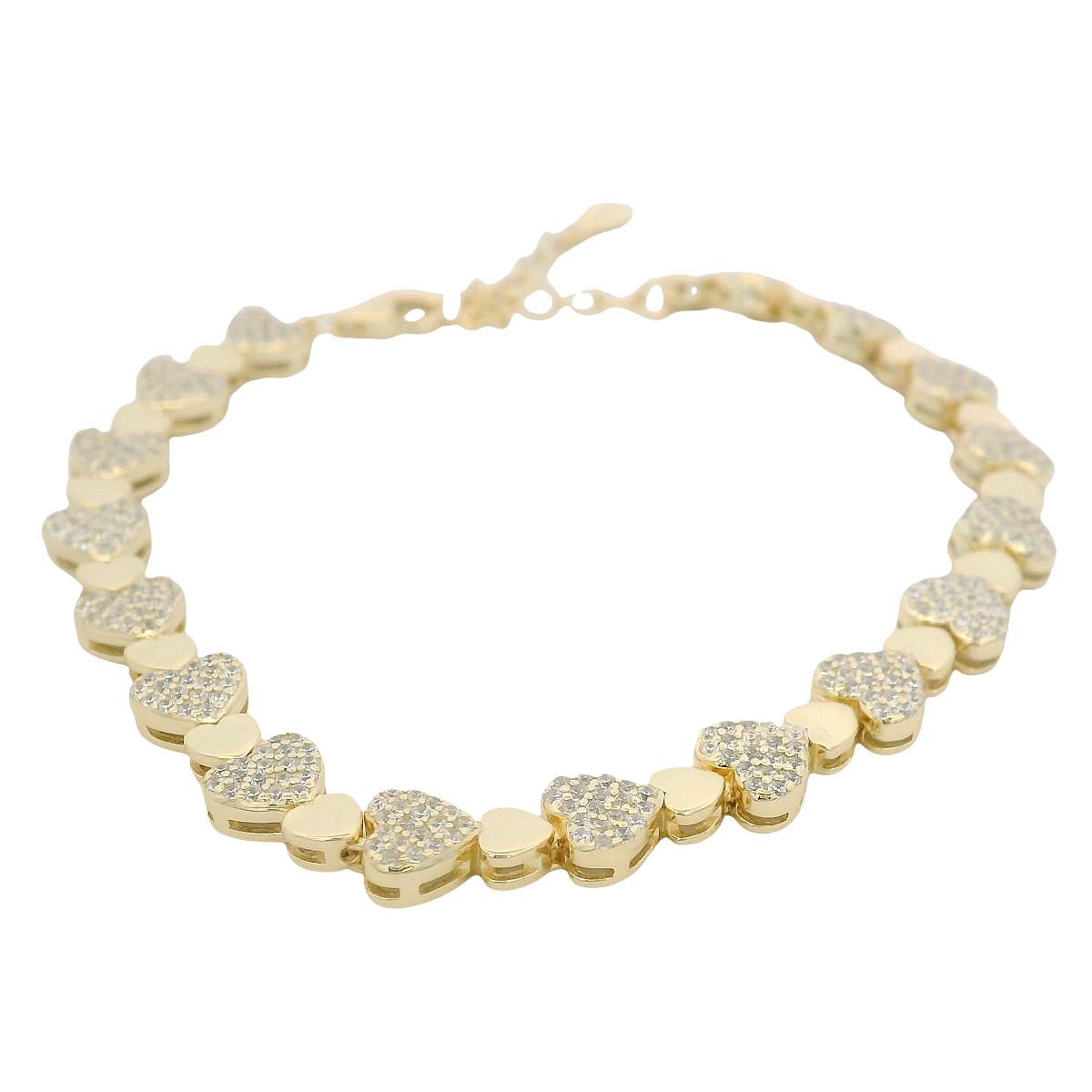 925YG TENNIS HEART PAVE AND MINI HEART BRACELET