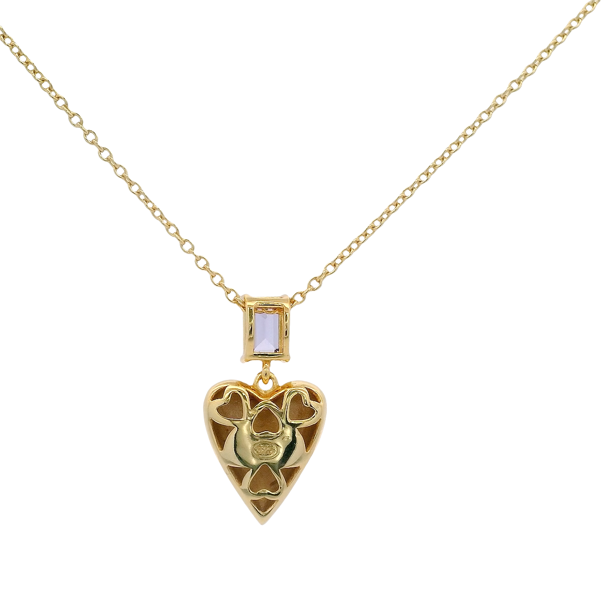925YG BAGUETTE PURPLE WITH DOME HEART NECKLACE