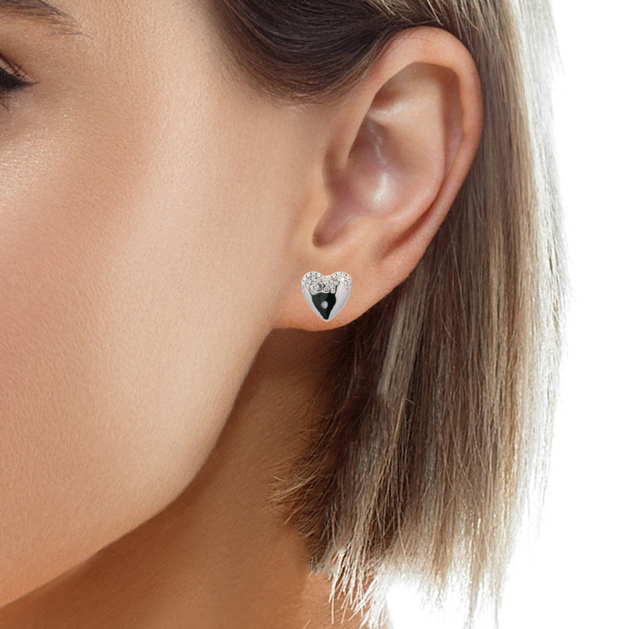 925SL HEART SMOOTH CZ EARRINGS
