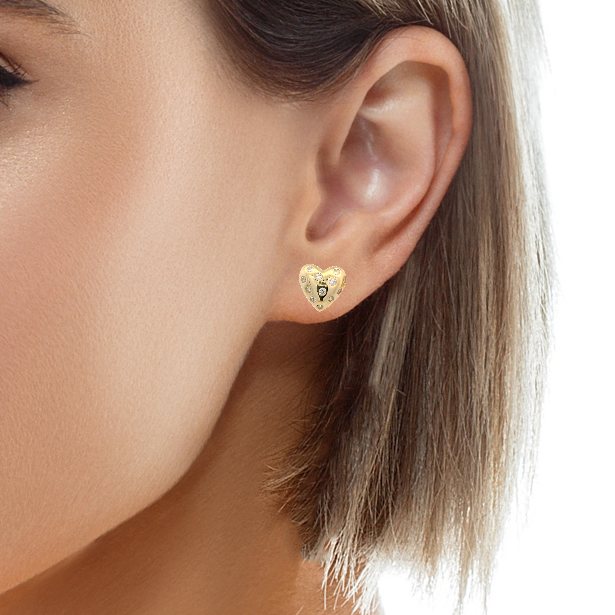925YG HEART WITH CZ EARRINGS