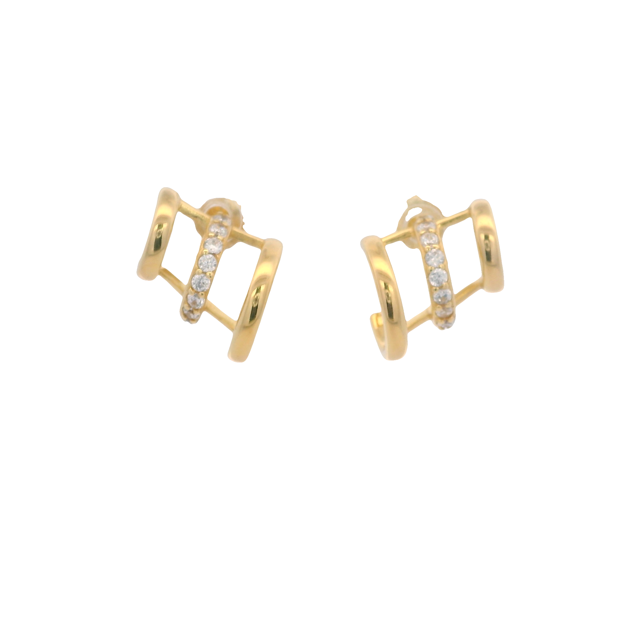 925YG CLAW TRIPLE ROW EARRINGS