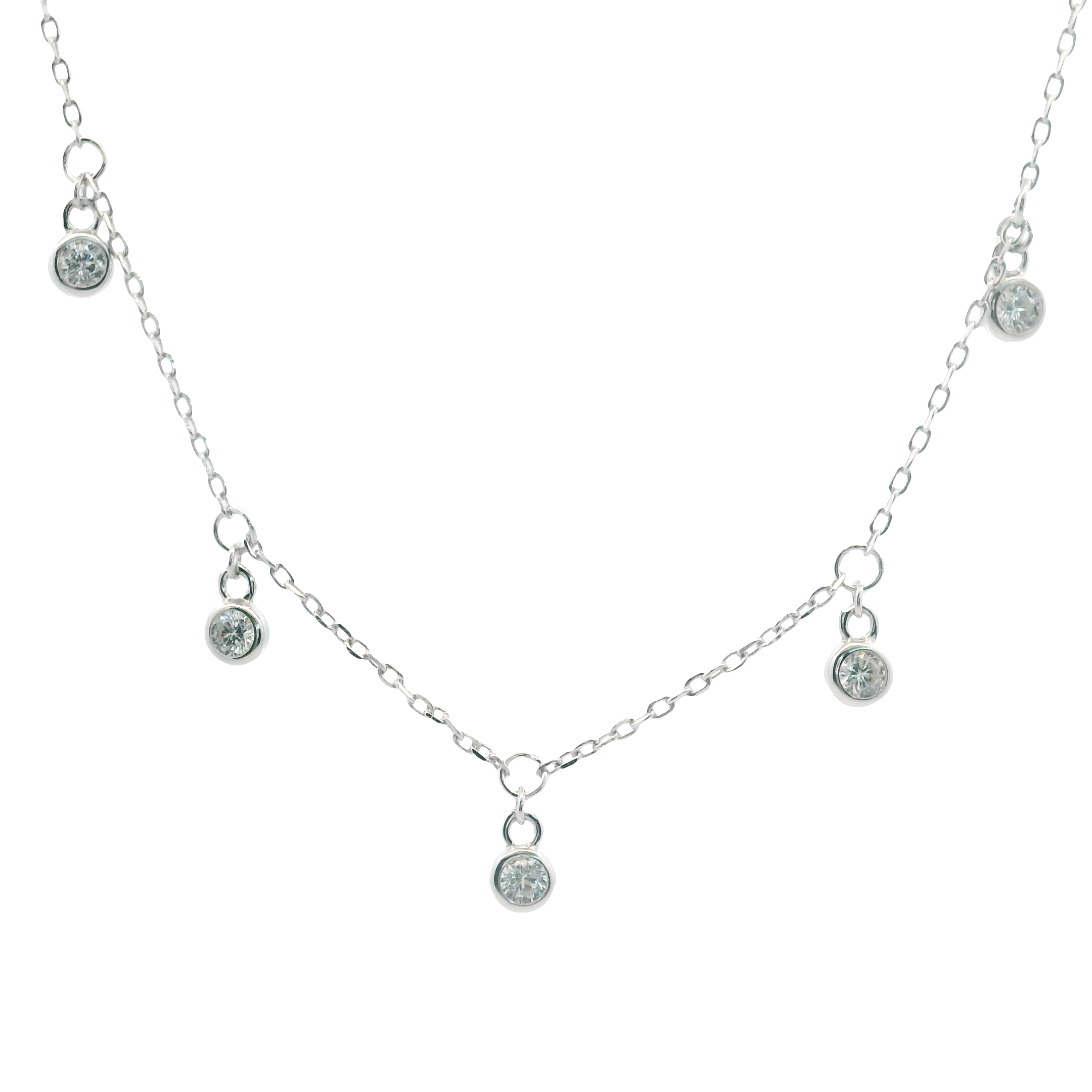 925SL STATION MINI BEZEL CZ NECKLACE