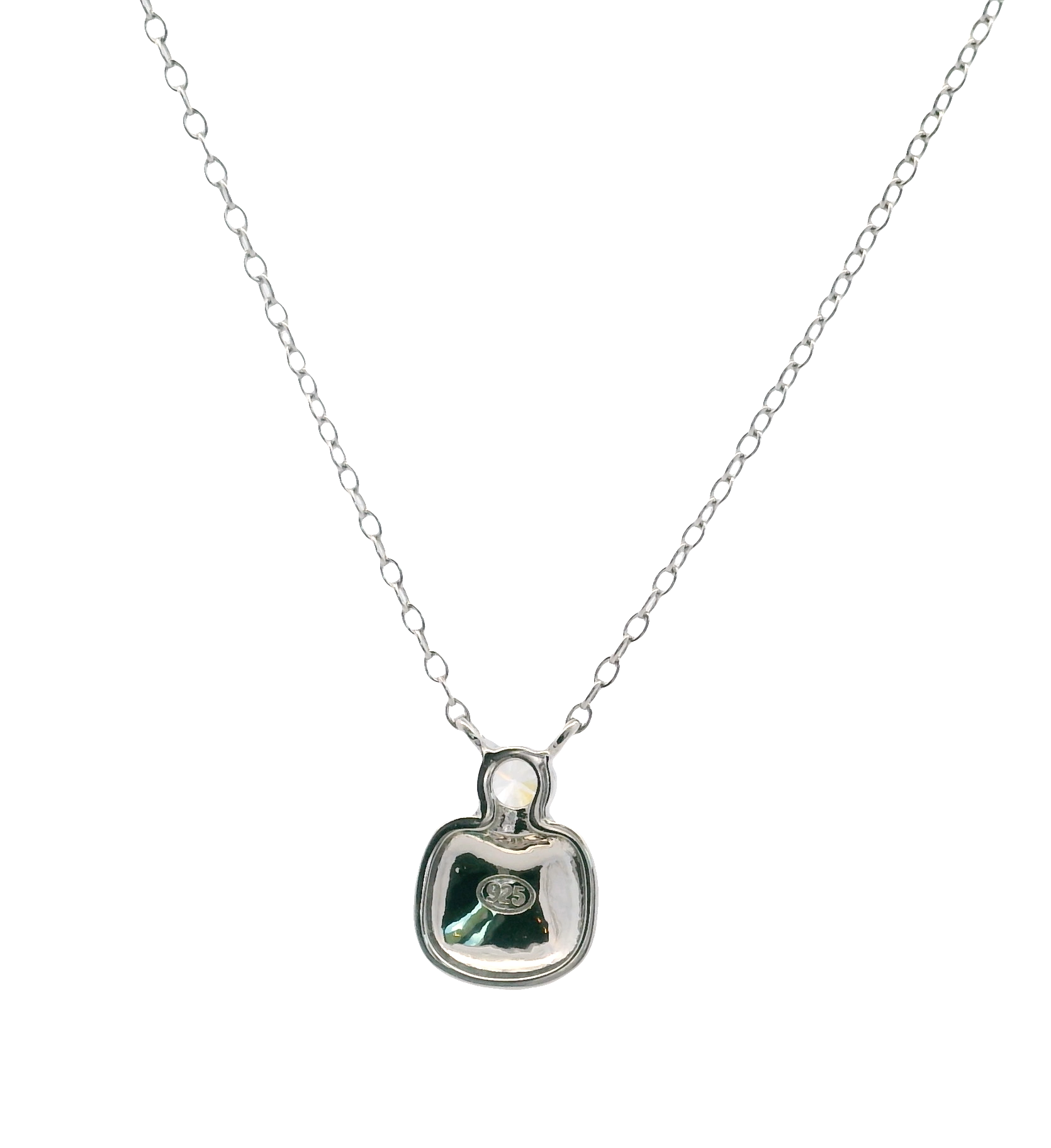 925SL SQUARE SMOOTH WITH CZ NECKLACE