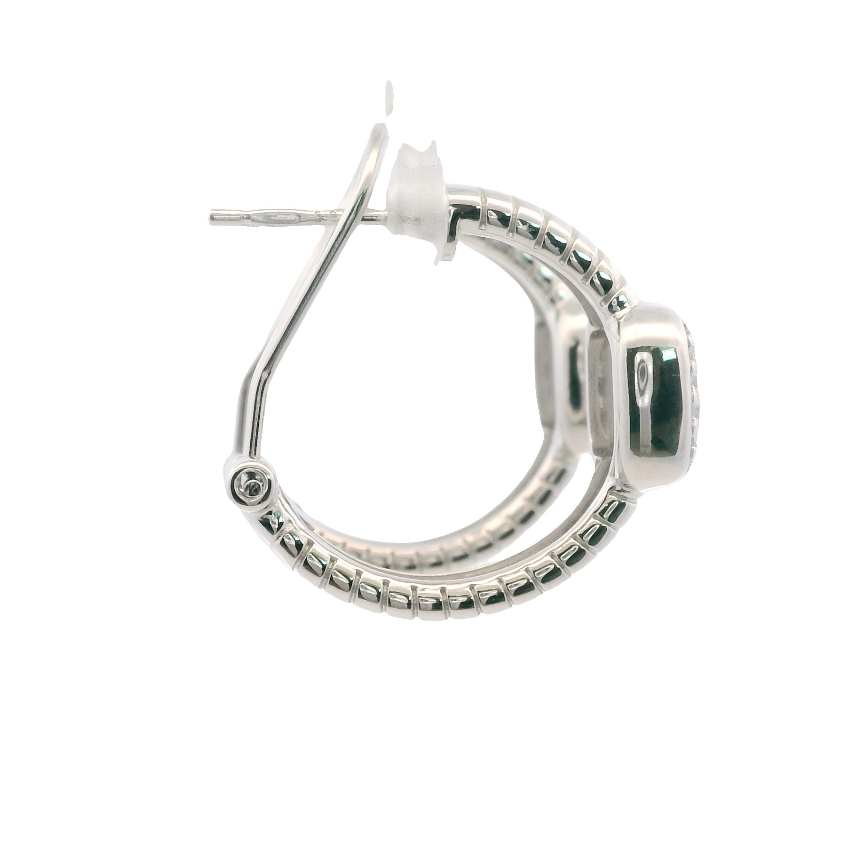 925SL TEXTURE CENTER SQUARE PAVE HOOPS