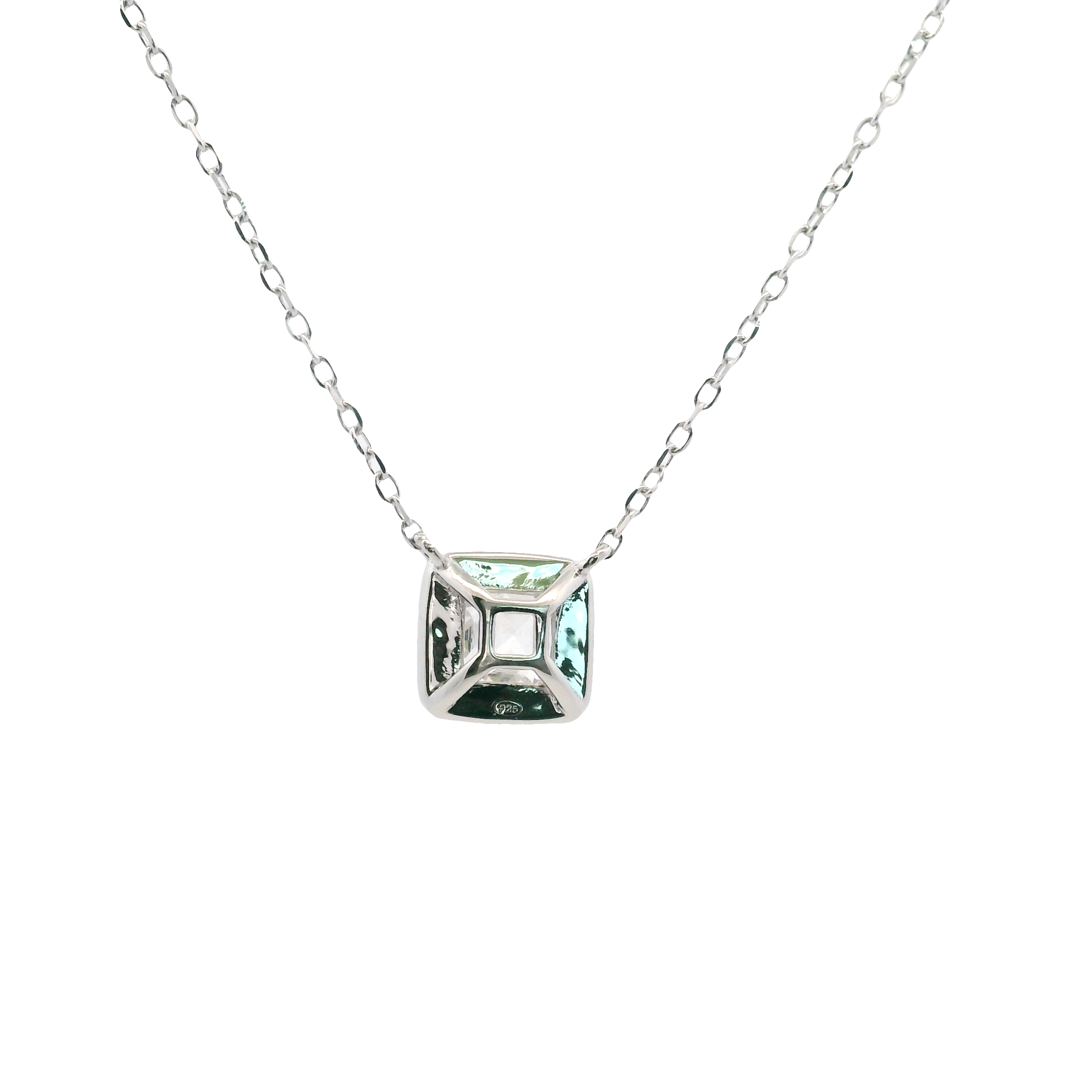 925SL SOLITARY SQUARE CZ NECKLACE
