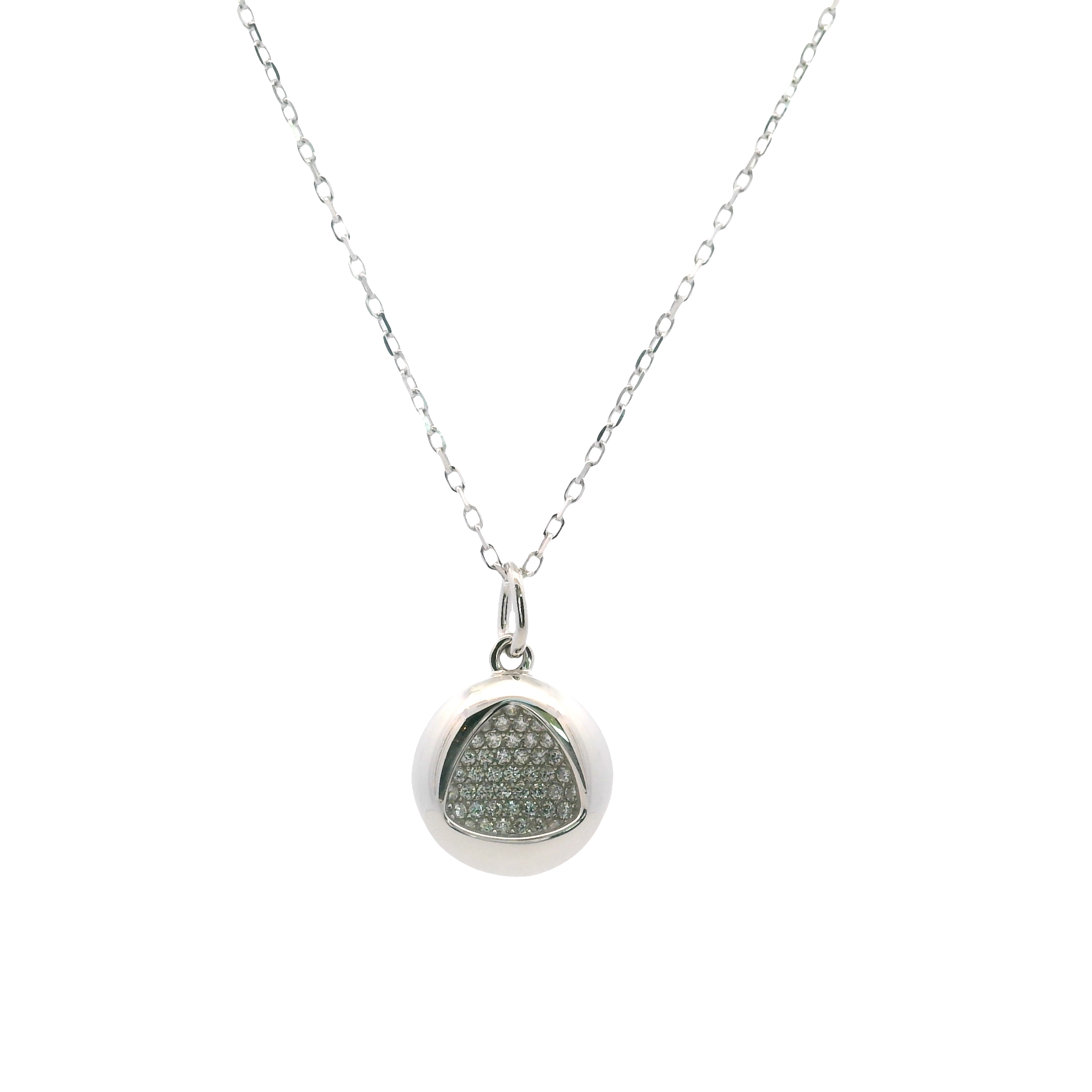 925SL CIRCLE DOME WITH TRANGLE NECKLACE