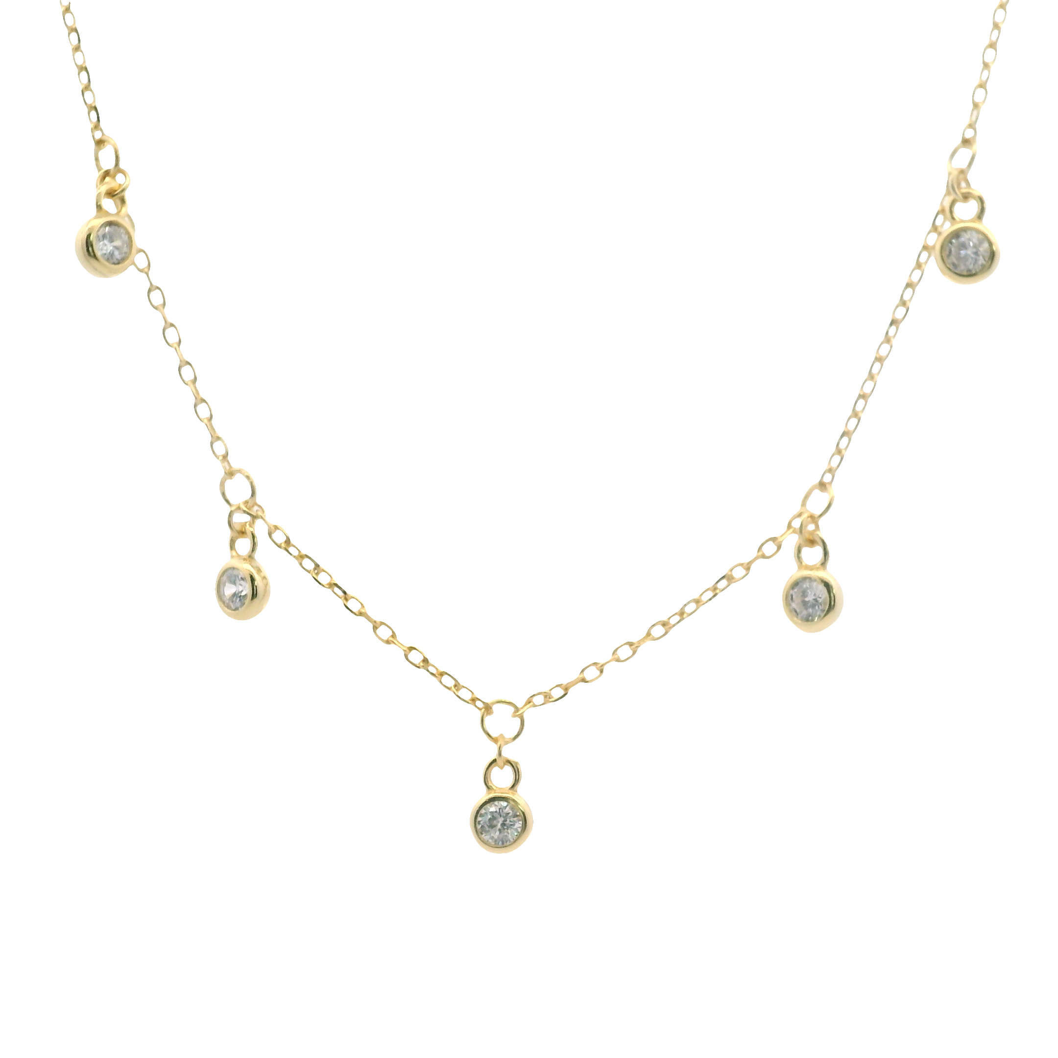 925YG STATION MINI BEZEL CZ NECKLACE