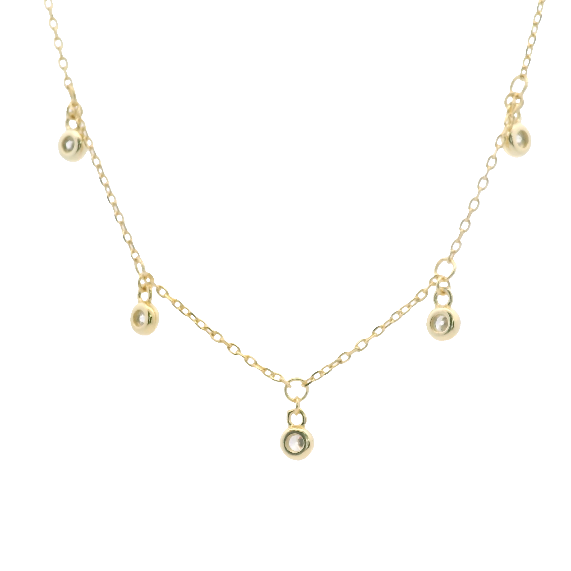 925YG STATION MINI BEZEL CZ NECKLACE