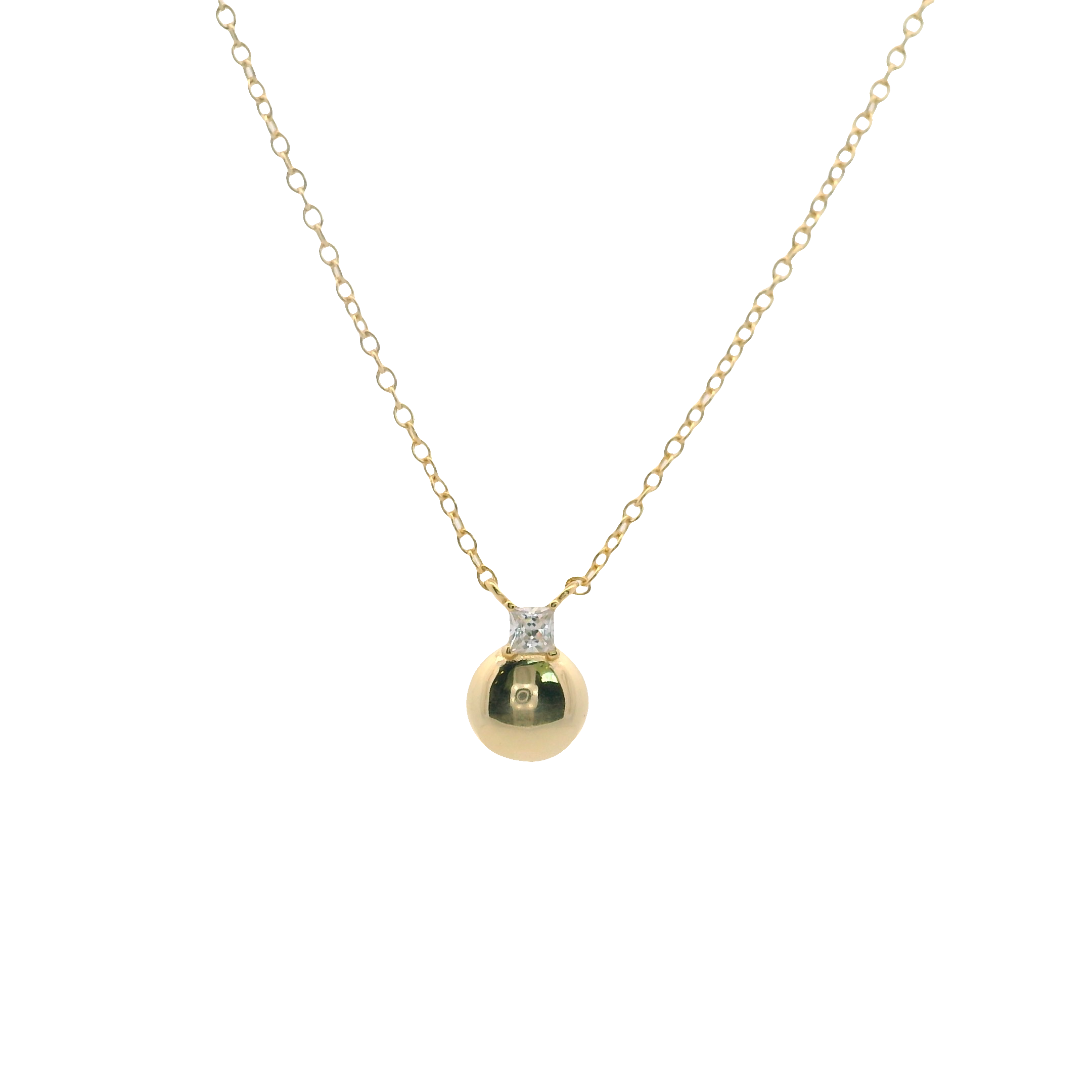 925YG CIRCLE SMOOTH WITH CZ NECKLACE