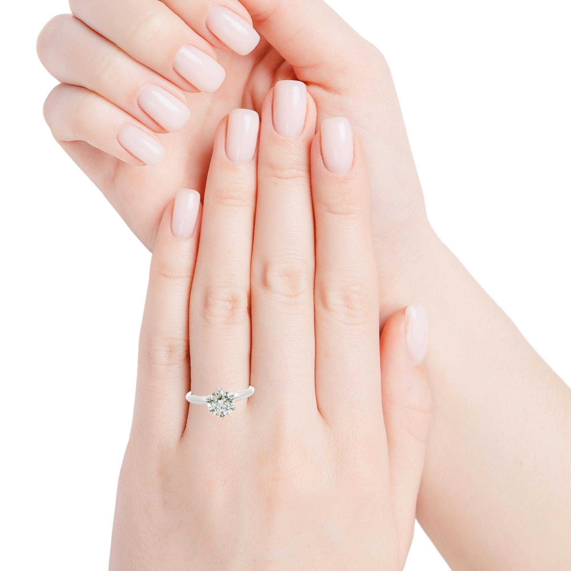 C005075/C000525 14KW MONTURA ANILLO DE COMPROMISO SOLITARIA DE ORO BLANCO 6 PRONG D 1.00 CT RD