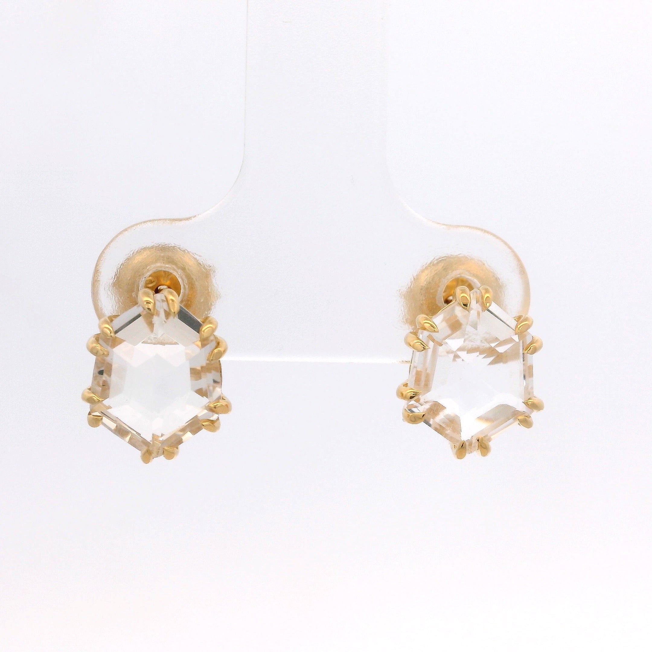925YG HEXAGONAL ROCK CRYSTAL EARRINGS