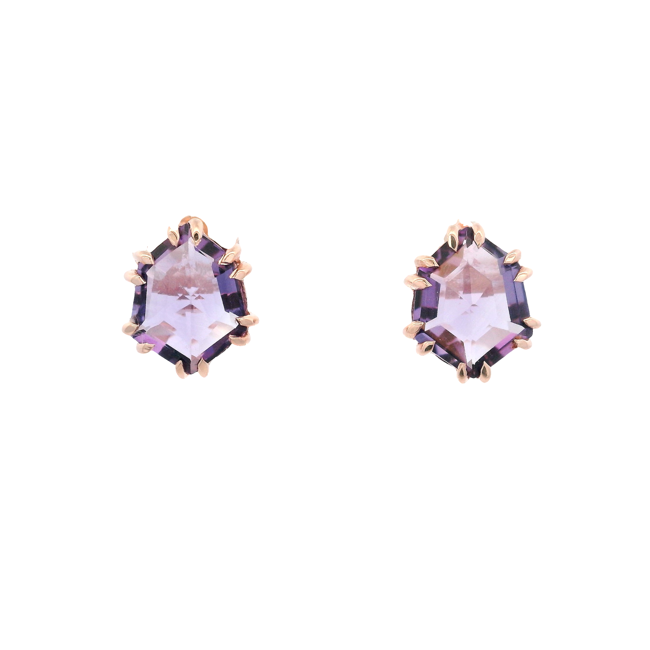 925RG HEXAGONAL AMETHYST EARRINGS