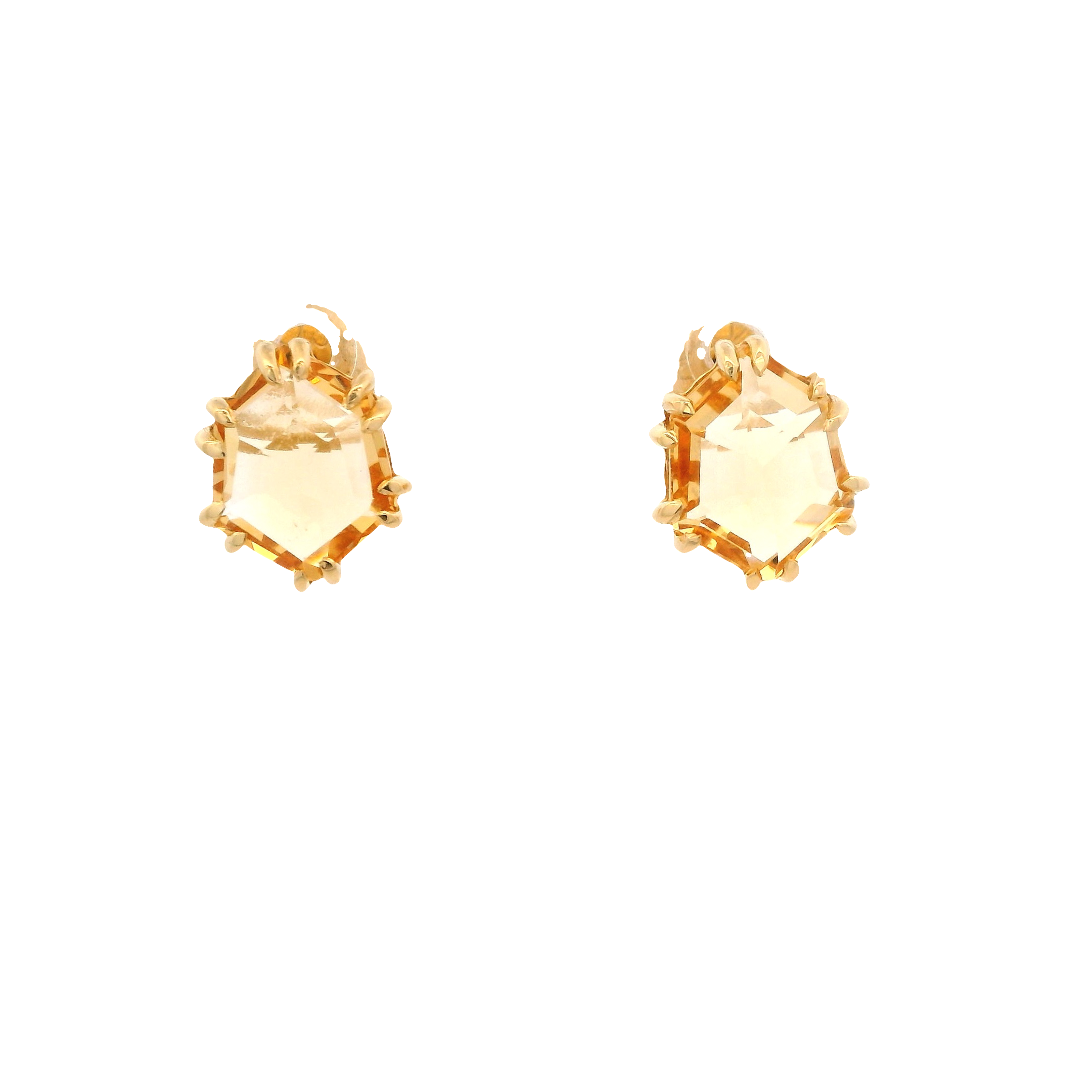 925YG HEXAGONAL CITRINE EARRINGS